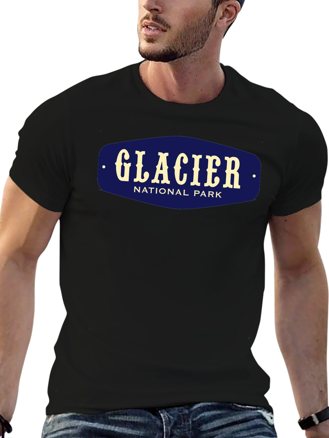 Glacier National Park Black Graphic T-Shirt