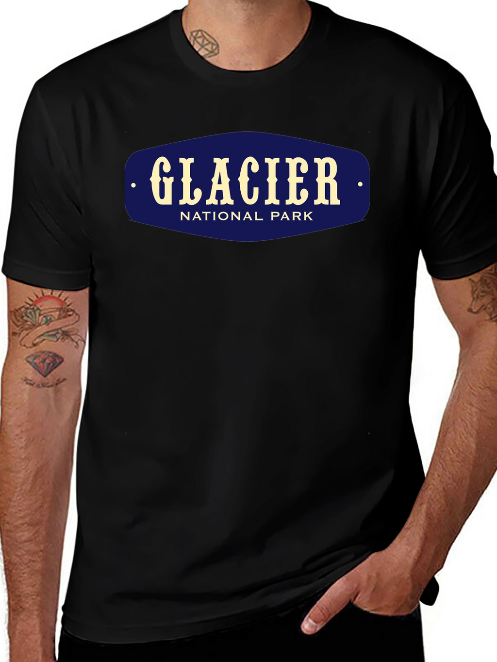 Glacier National Park Black Graphic T-Shirt