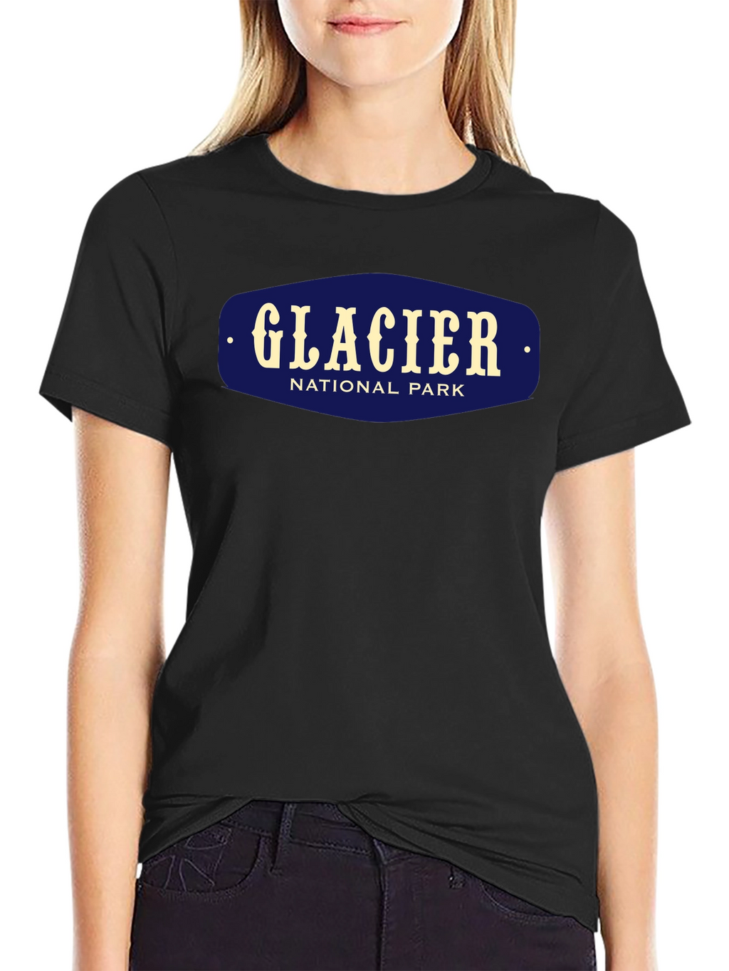 Glacier National Park Black Graphic T-Shirt