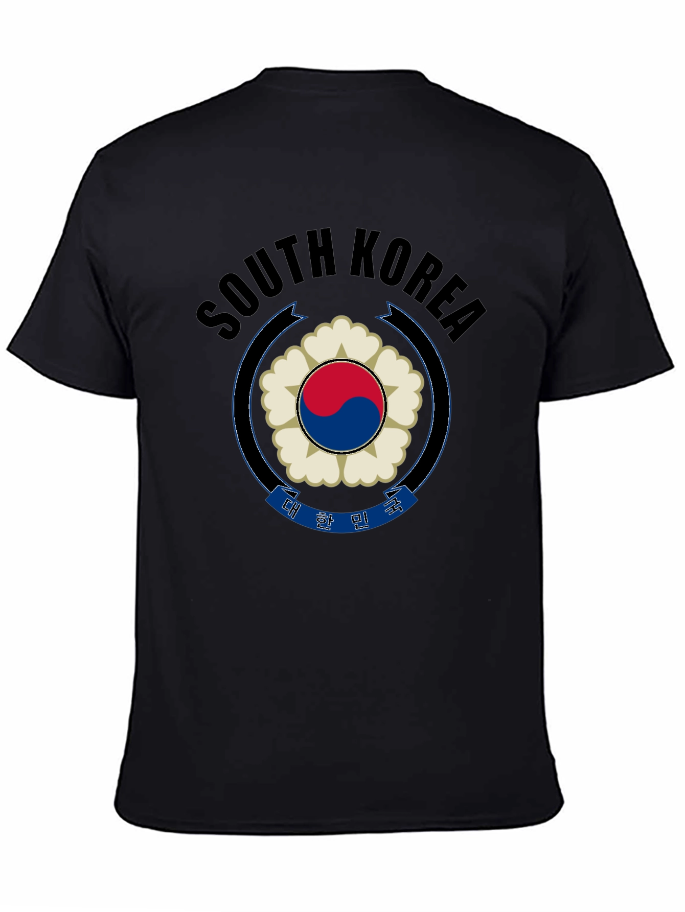 South Korea Graphic Print Black T-Shirt