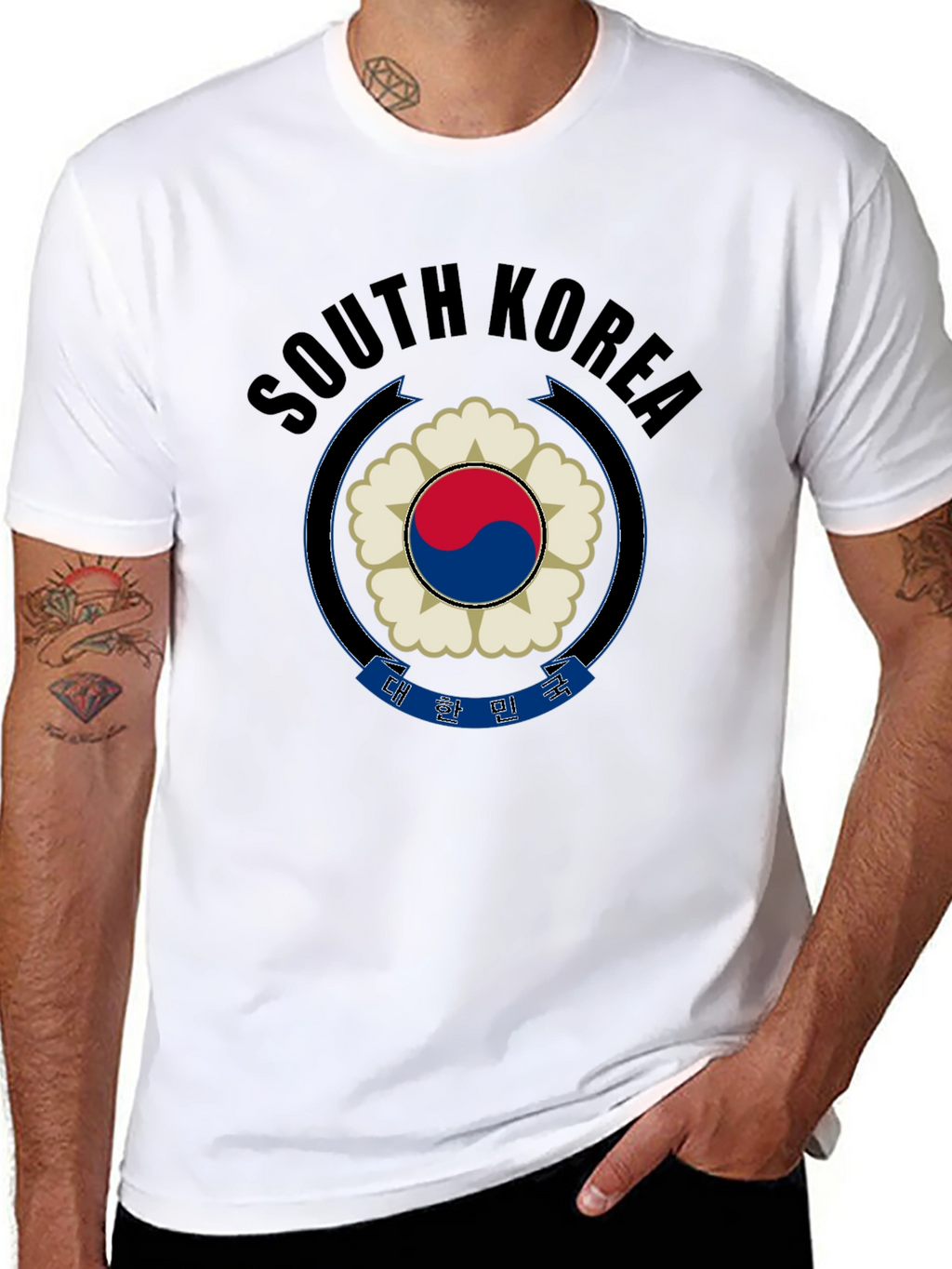 South Korea Graphic Print Black T-Shirt