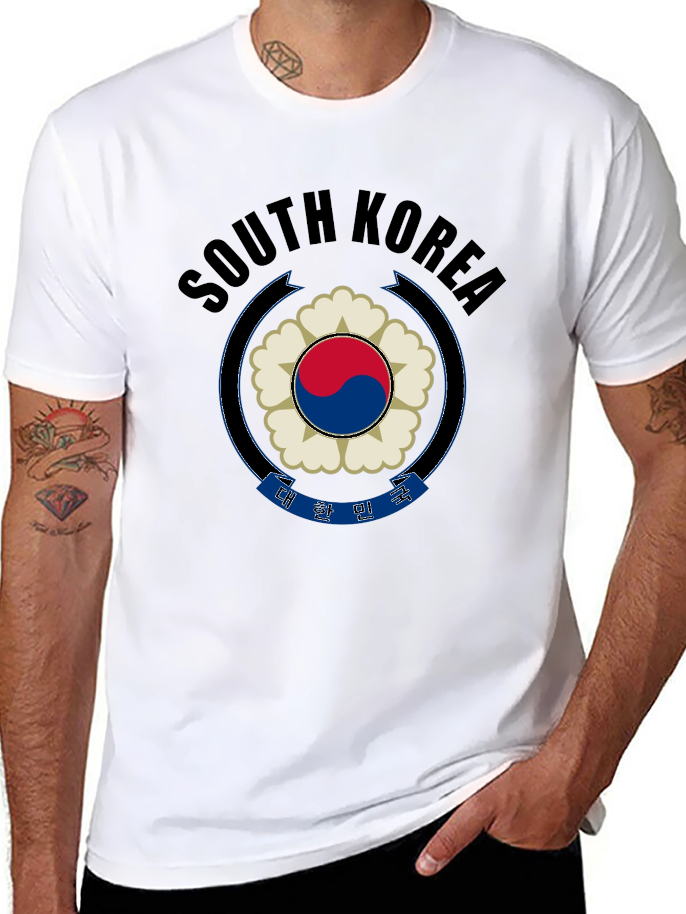 South Korea Graphic Print Black T-Shirt