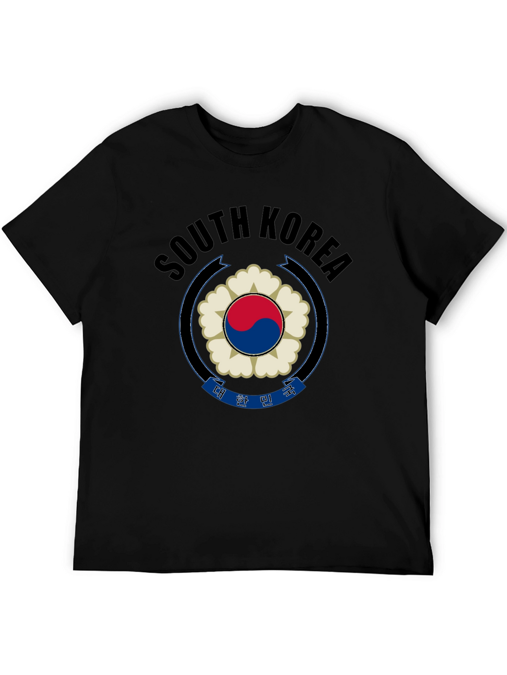 South Korea Graphic Print Black T-Shirt