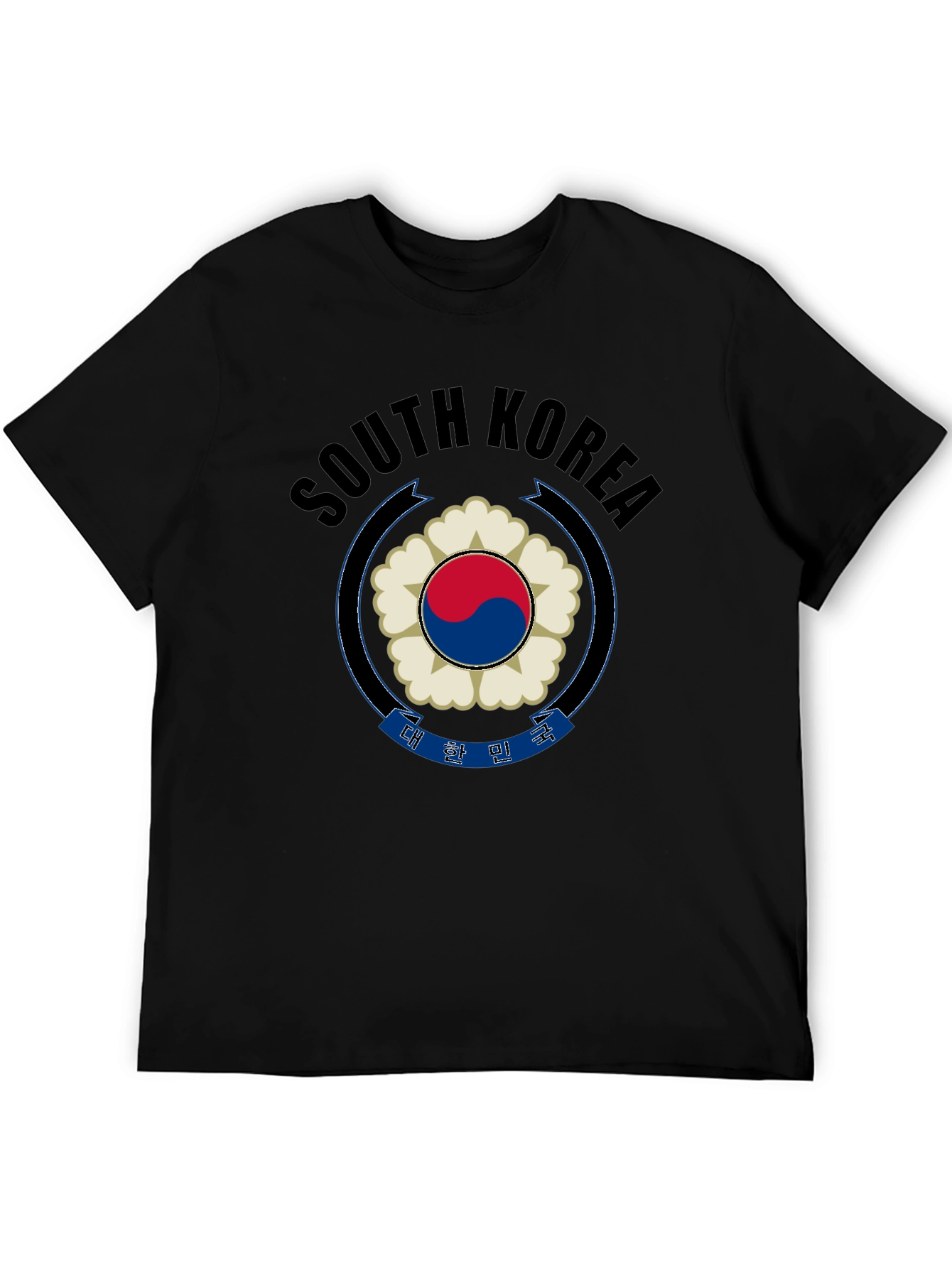 South Korea Graphic Print Black T-Shirt