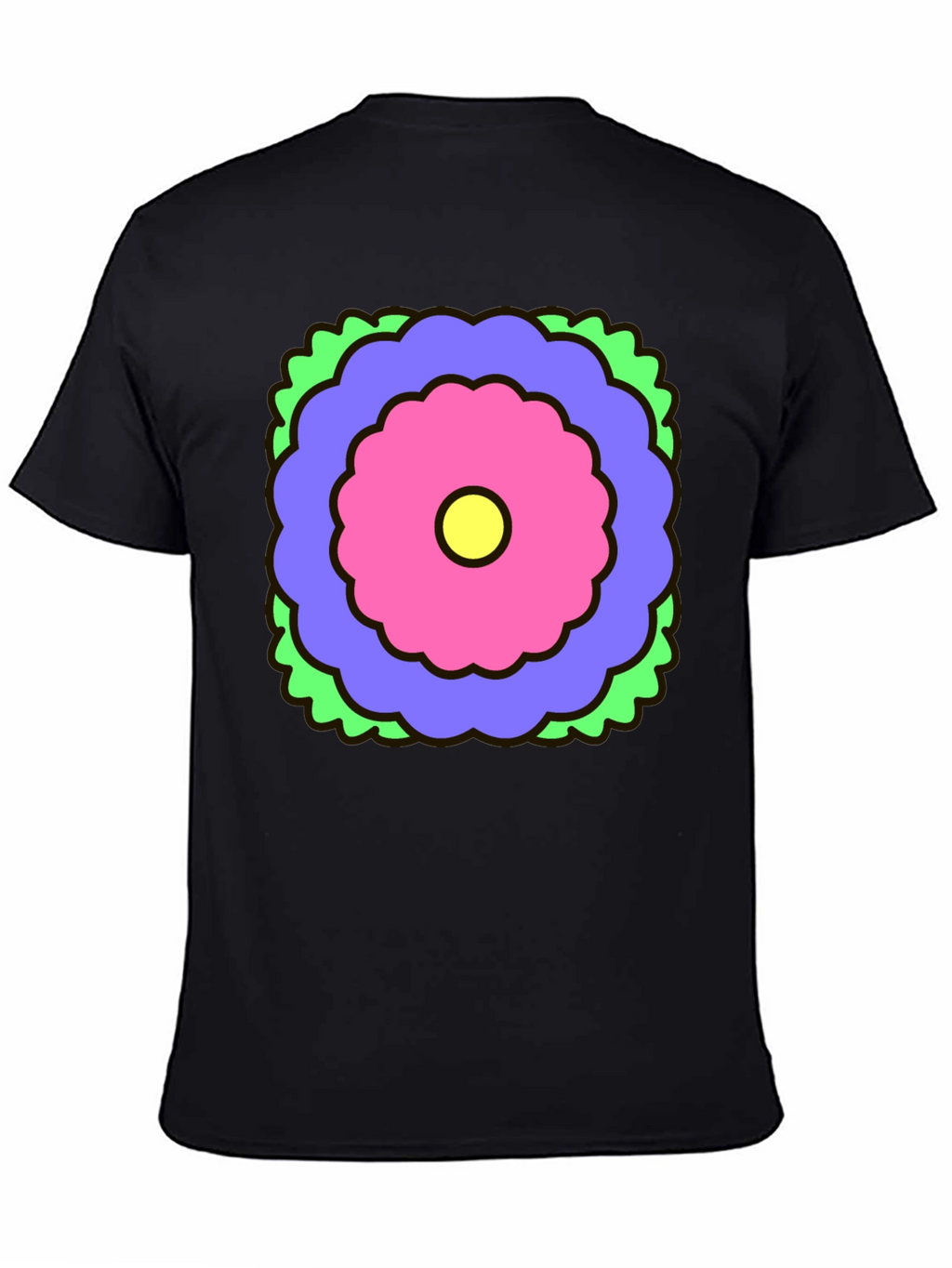 Retro Flower Graphic Black T-Shirt