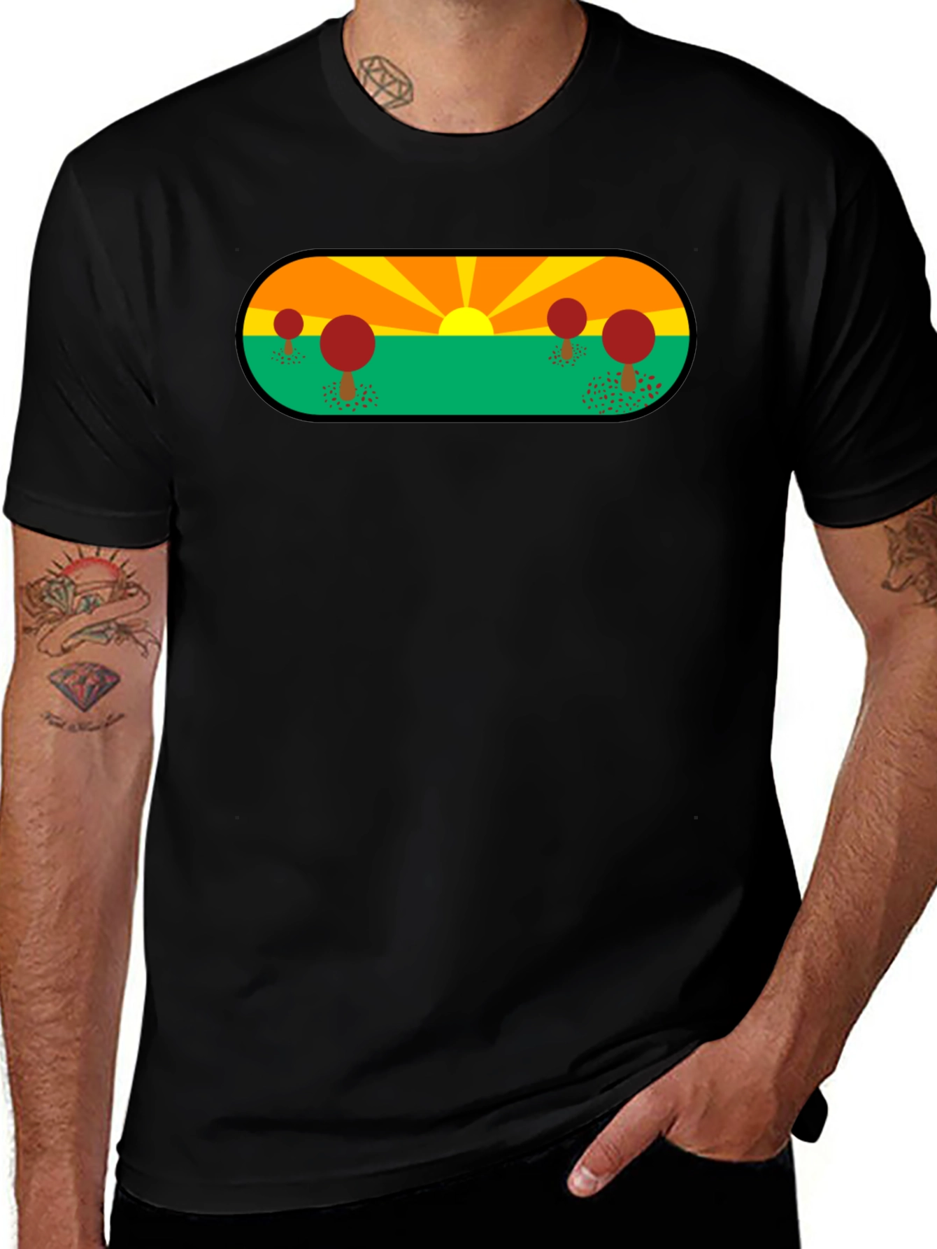 Nature Graphic Tee - Black Short Sleeve