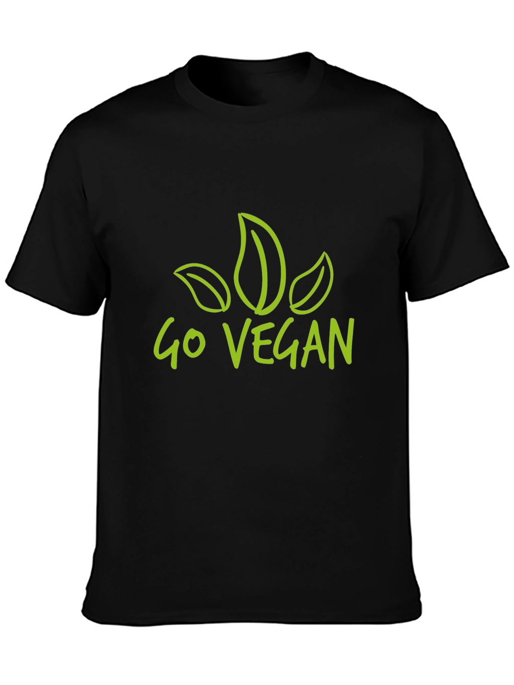 Go Vegan T-Shirt - Black Leaf Design