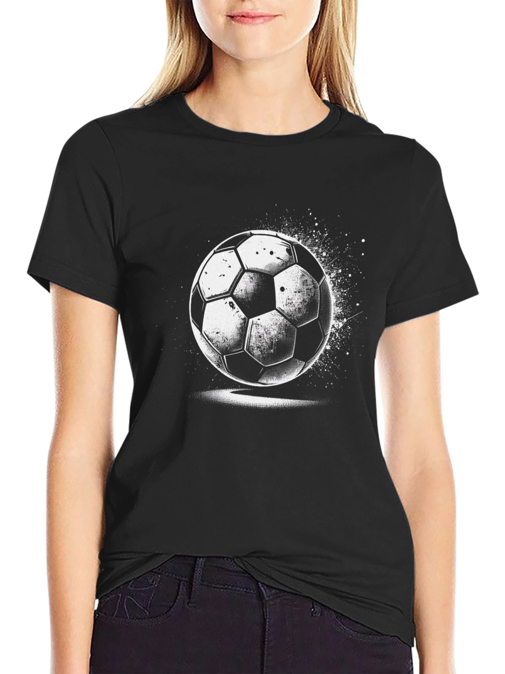 Mens Black Soccer Ball Graphic T-Shirt