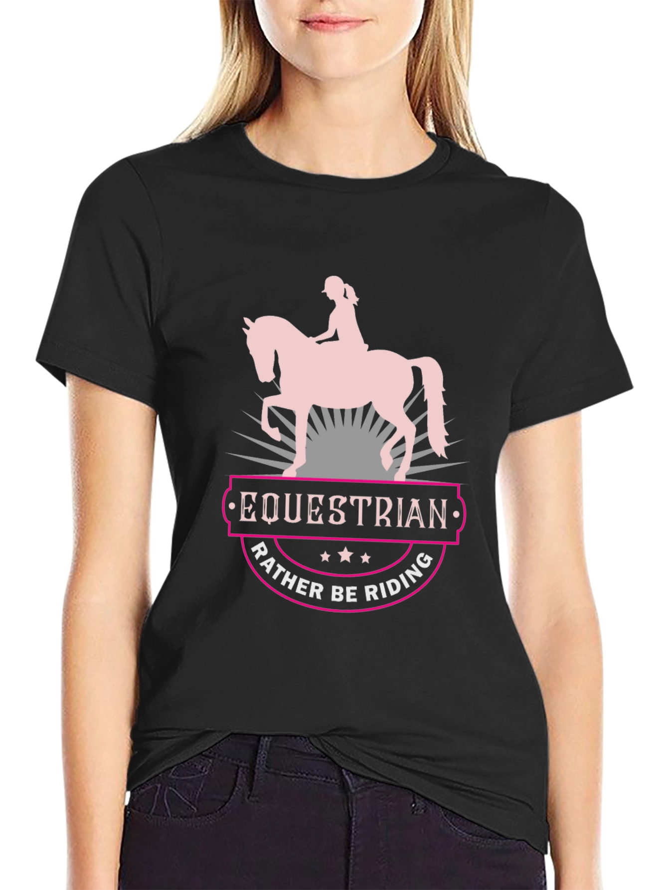 Equestrian Rather Be Riding Black T-Shirt