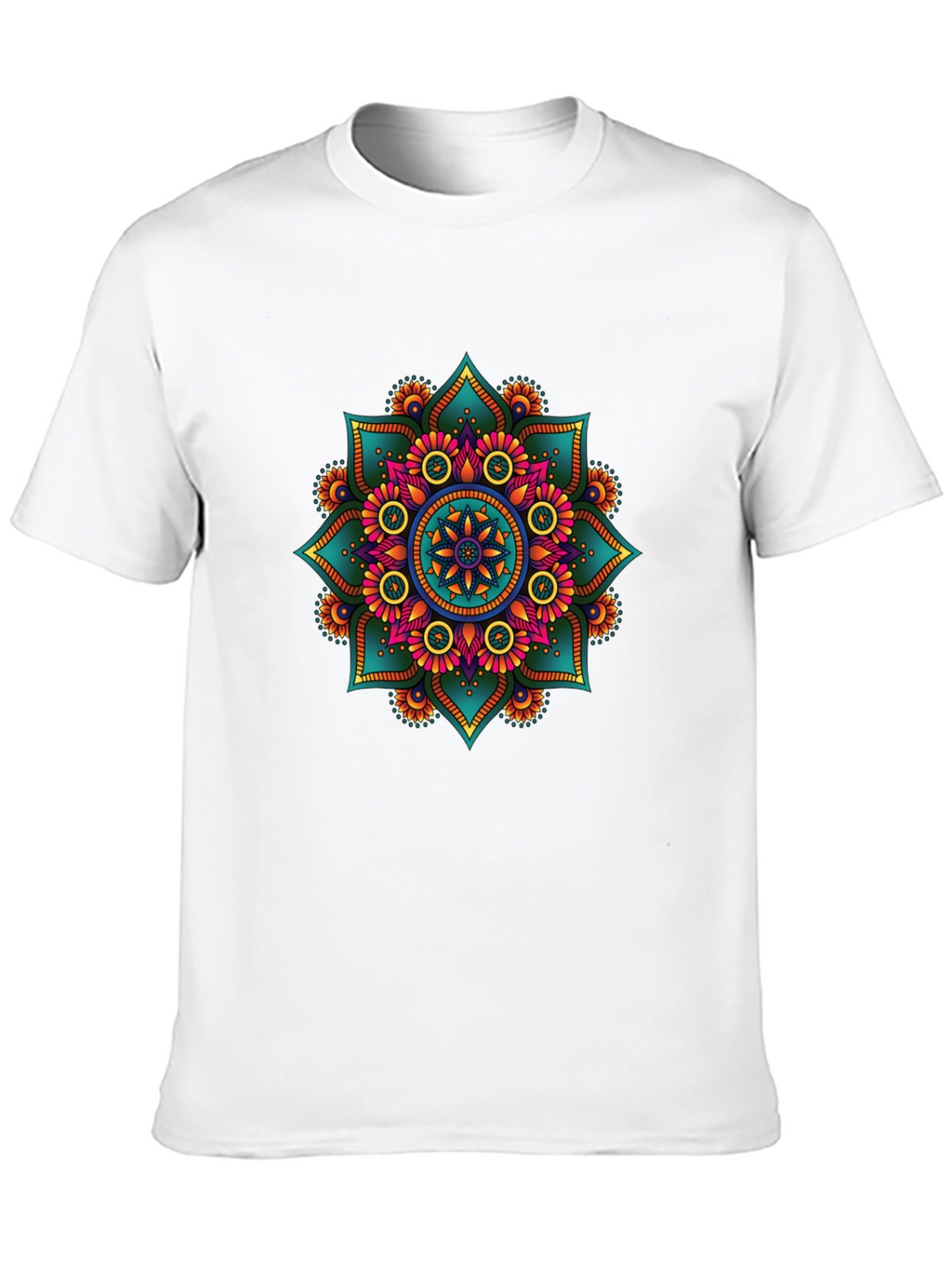 Vibrant Mandala Print Black T-Shirt