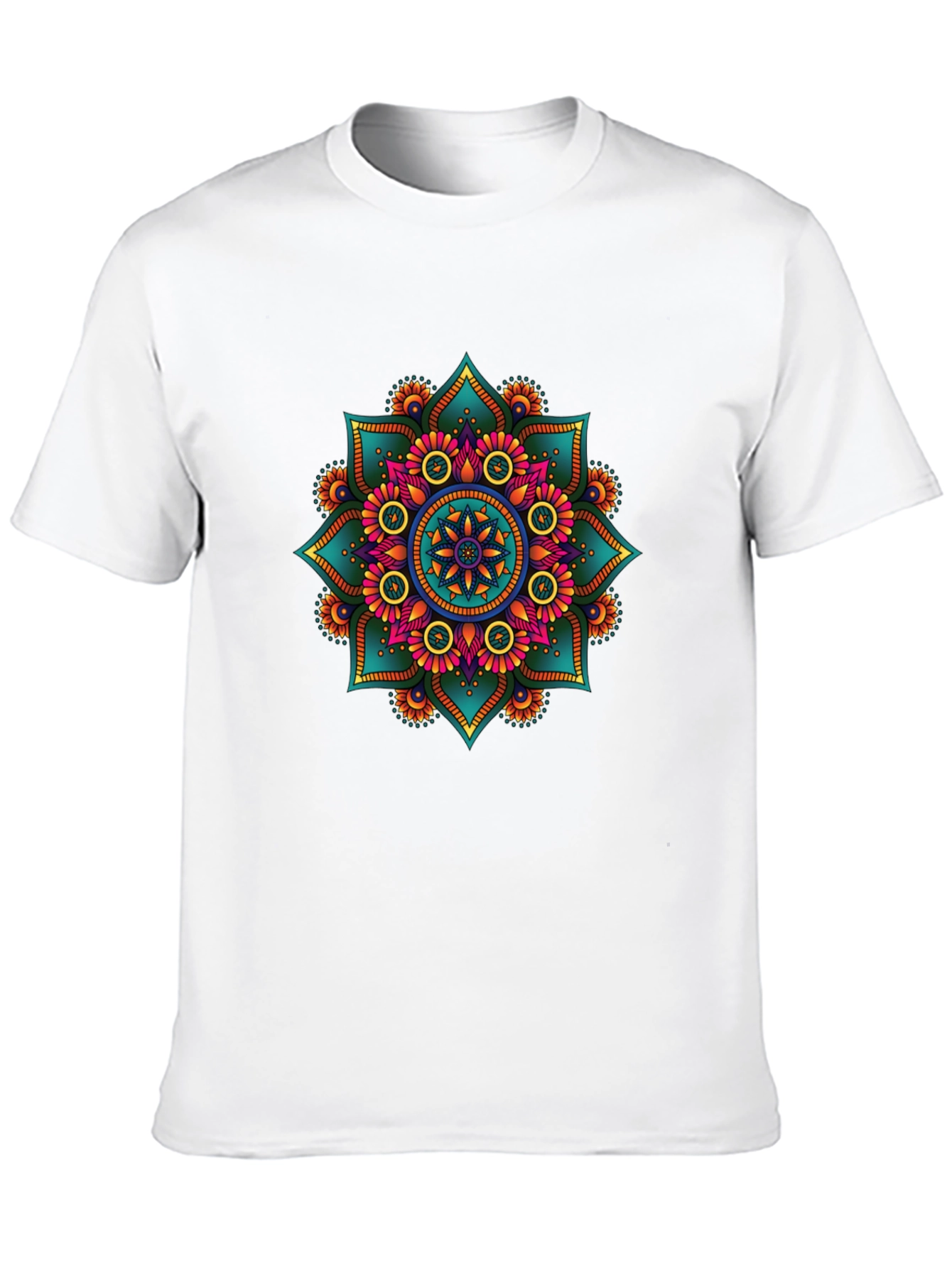Vibrant Mandala Print Black T-Shirt