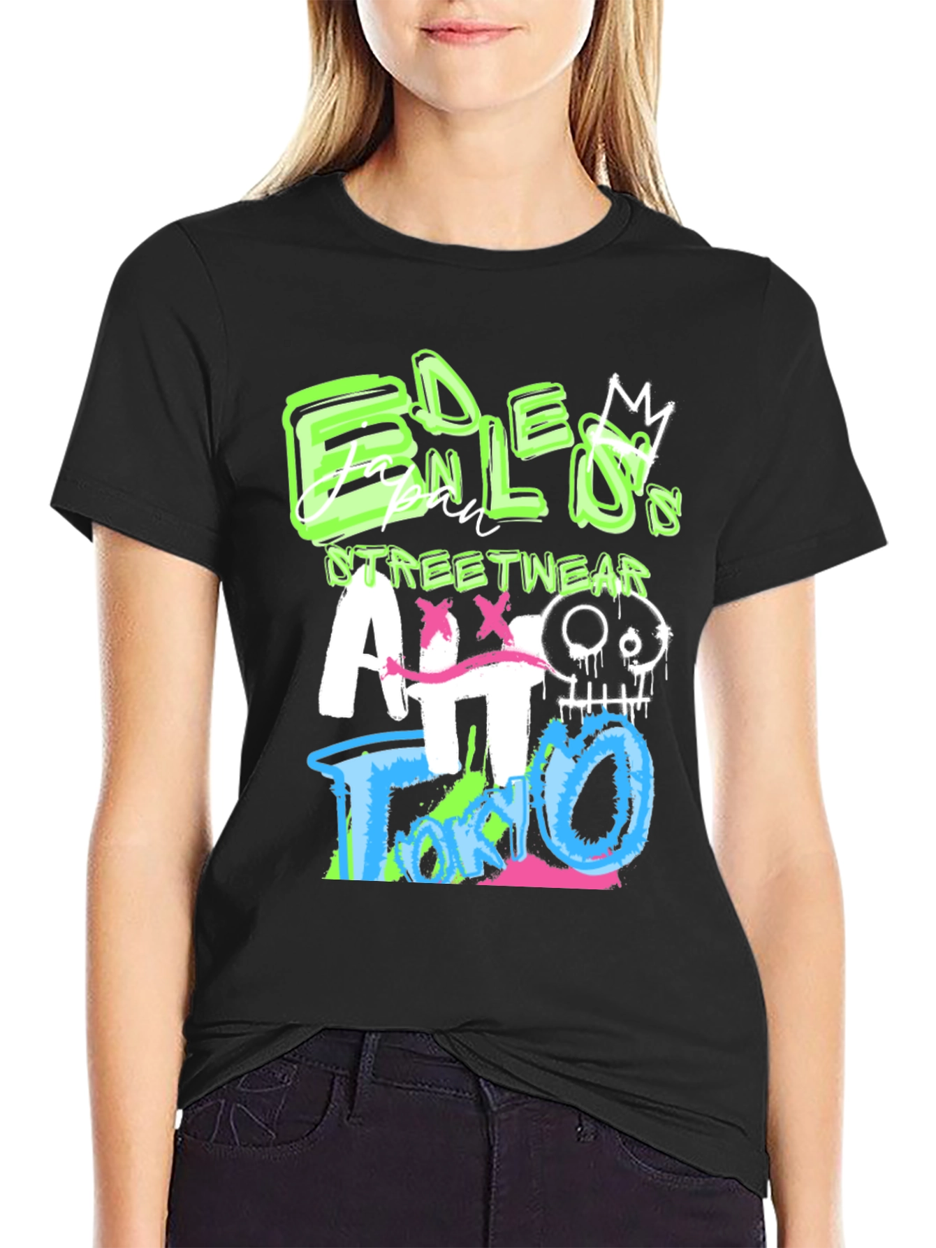 Edgy Graphic Print Black T-Shirt