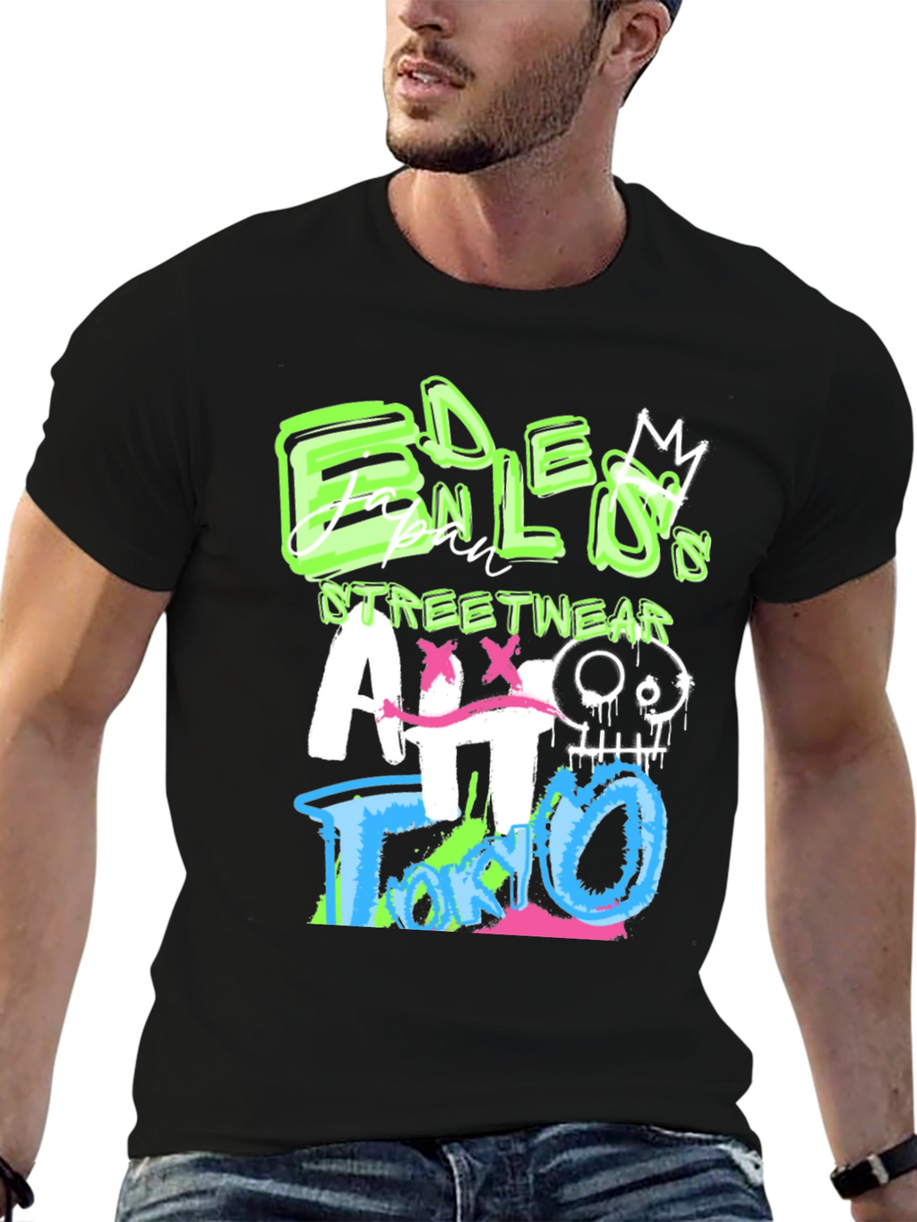 Edgy Graphic Print Black T-Shirt