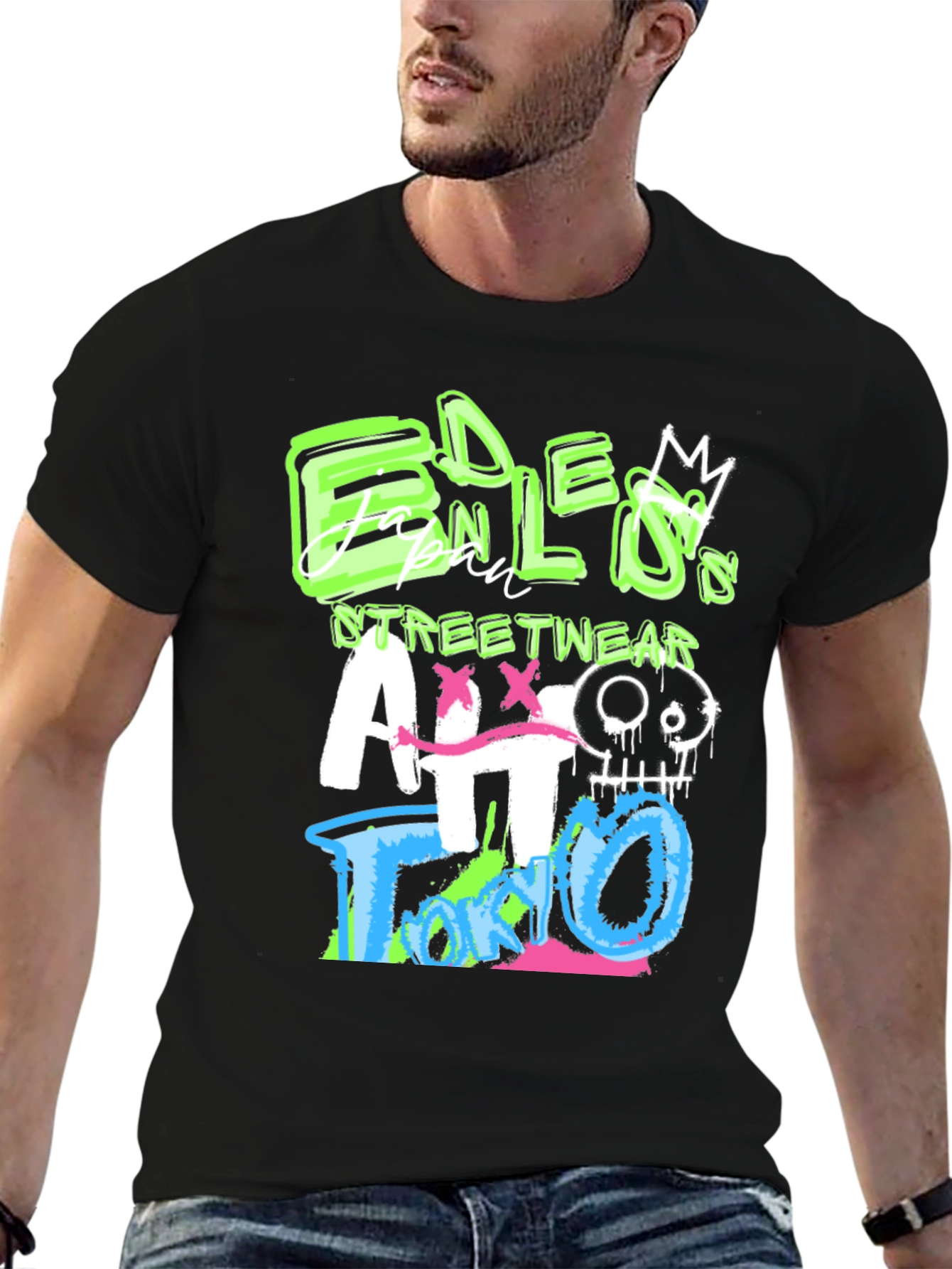Edgy Graphic Print Black T-Shirt