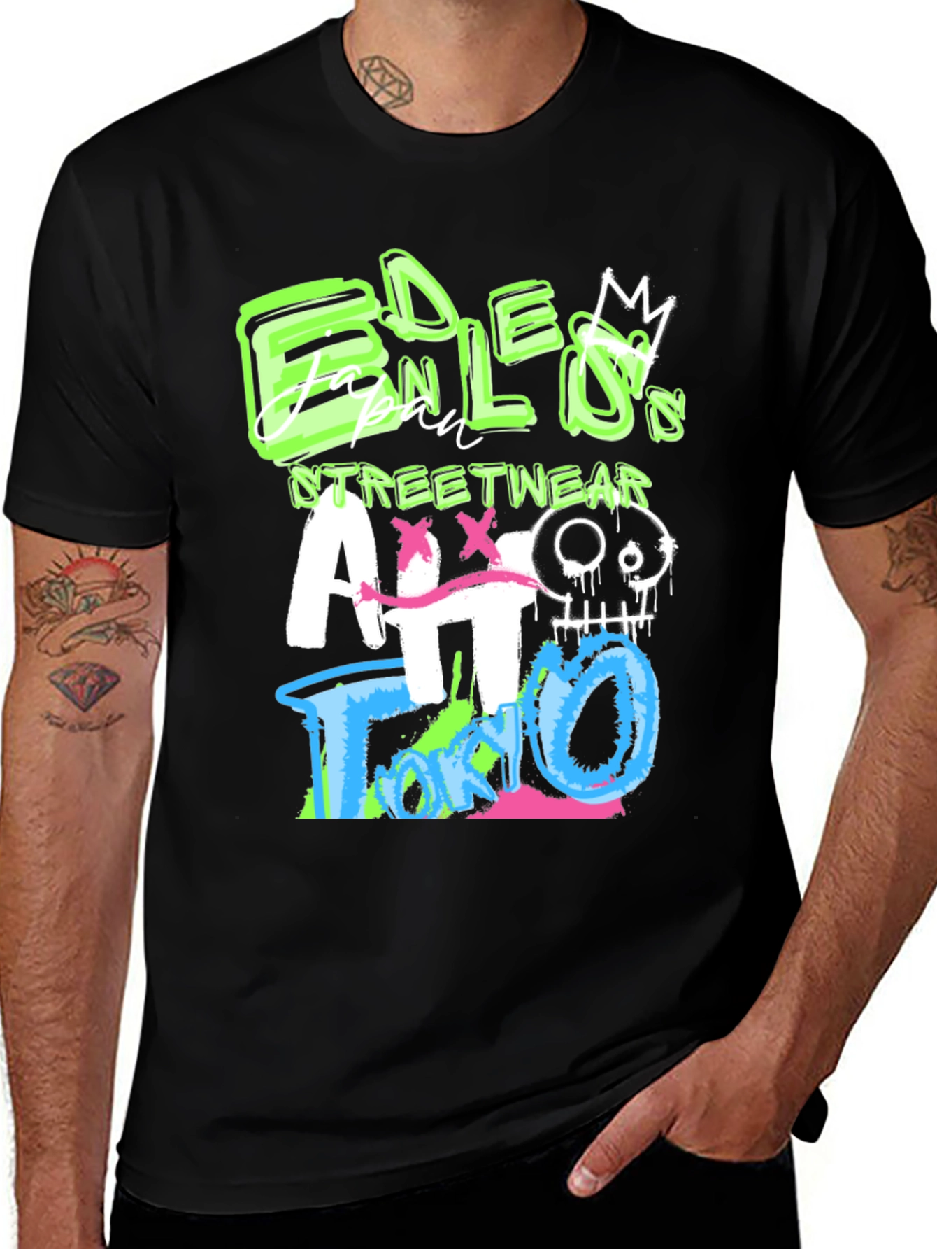 Edgy Graphic Print Black T-Shirt