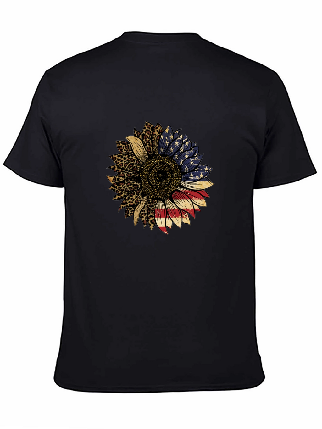 American Flag Sunflower Graphic Tee - Black