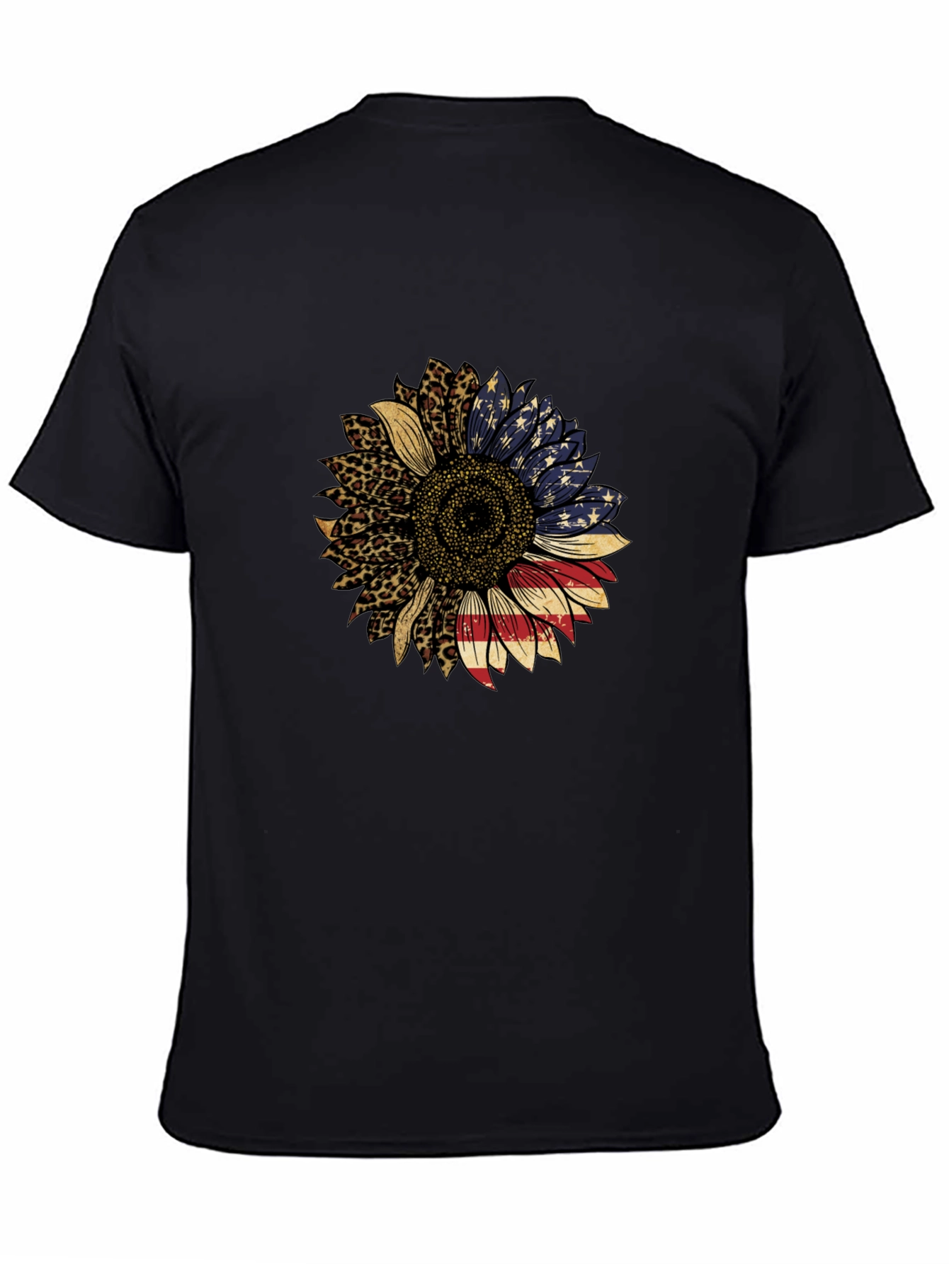 American Flag Sunflower Graphic Tee - Black
