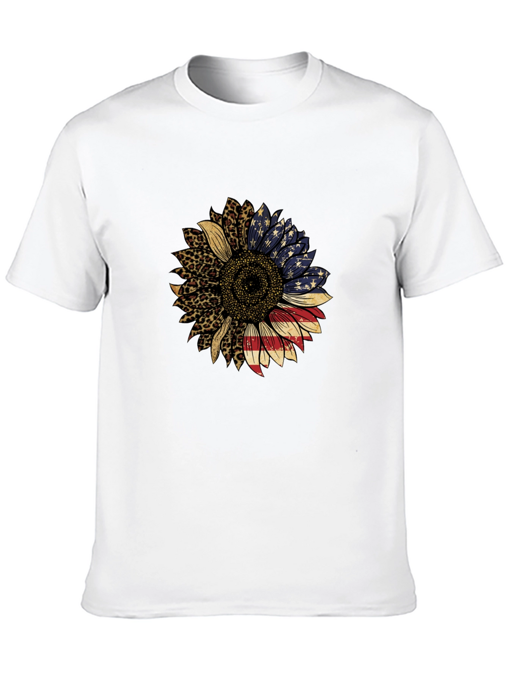 American Flag Sunflower Graphic Tee - Black