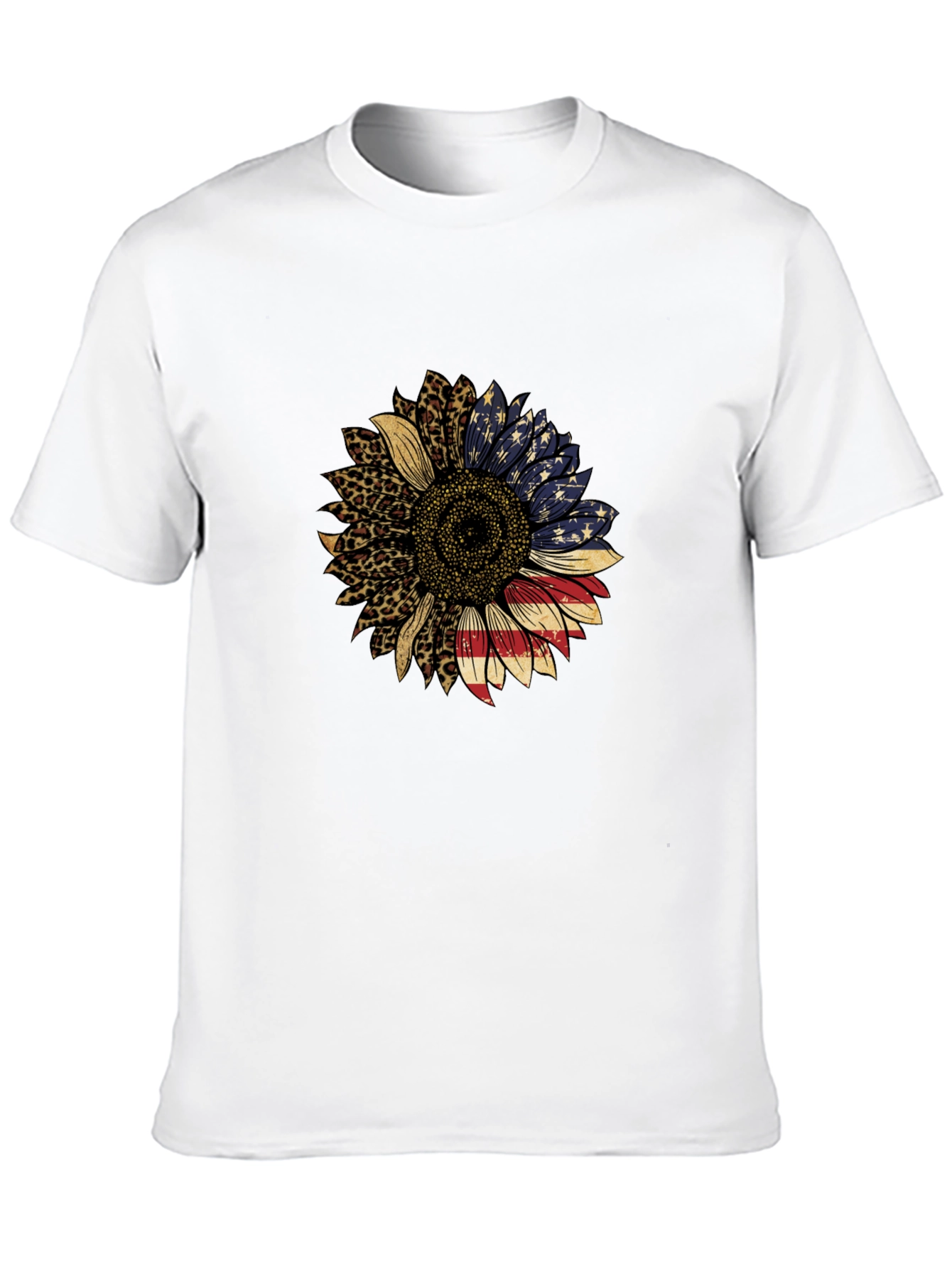 American Flag Sunflower Graphic Tee - Black