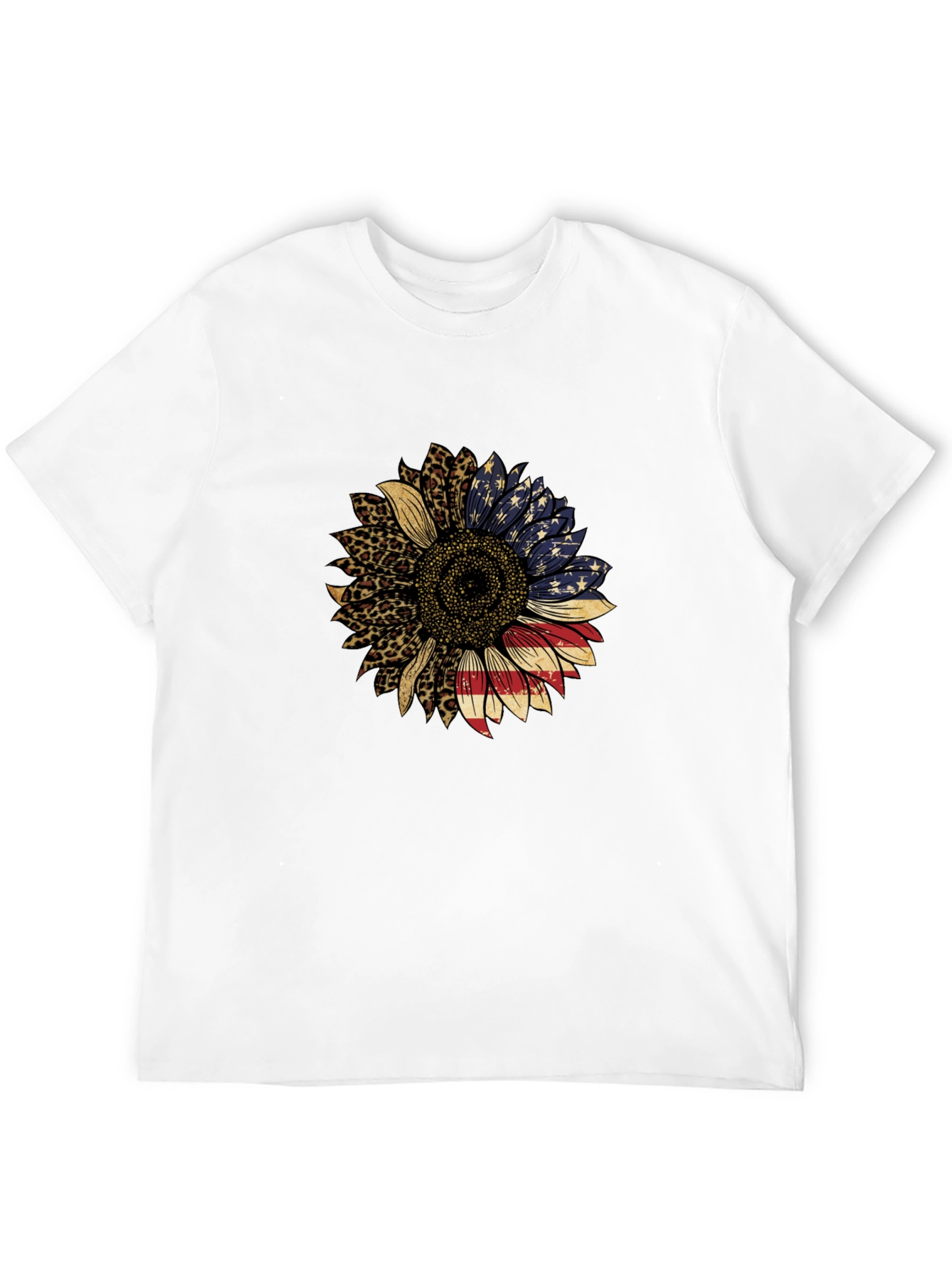 American Flag Sunflower Graphic Tee - Black
