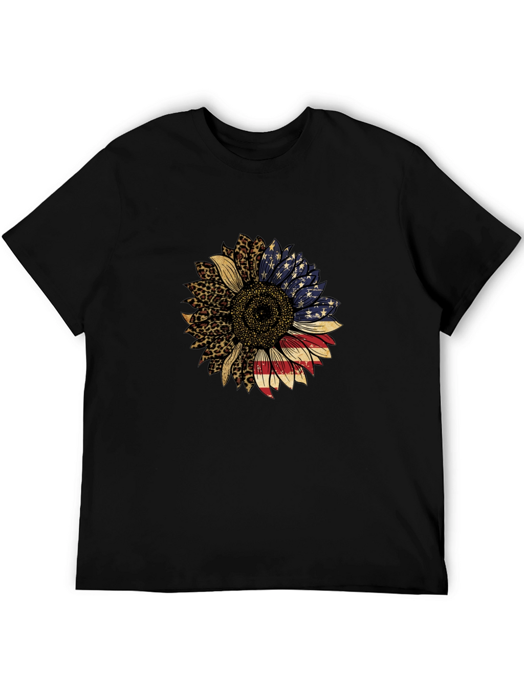 American Flag Sunflower Graphic Tee - Black