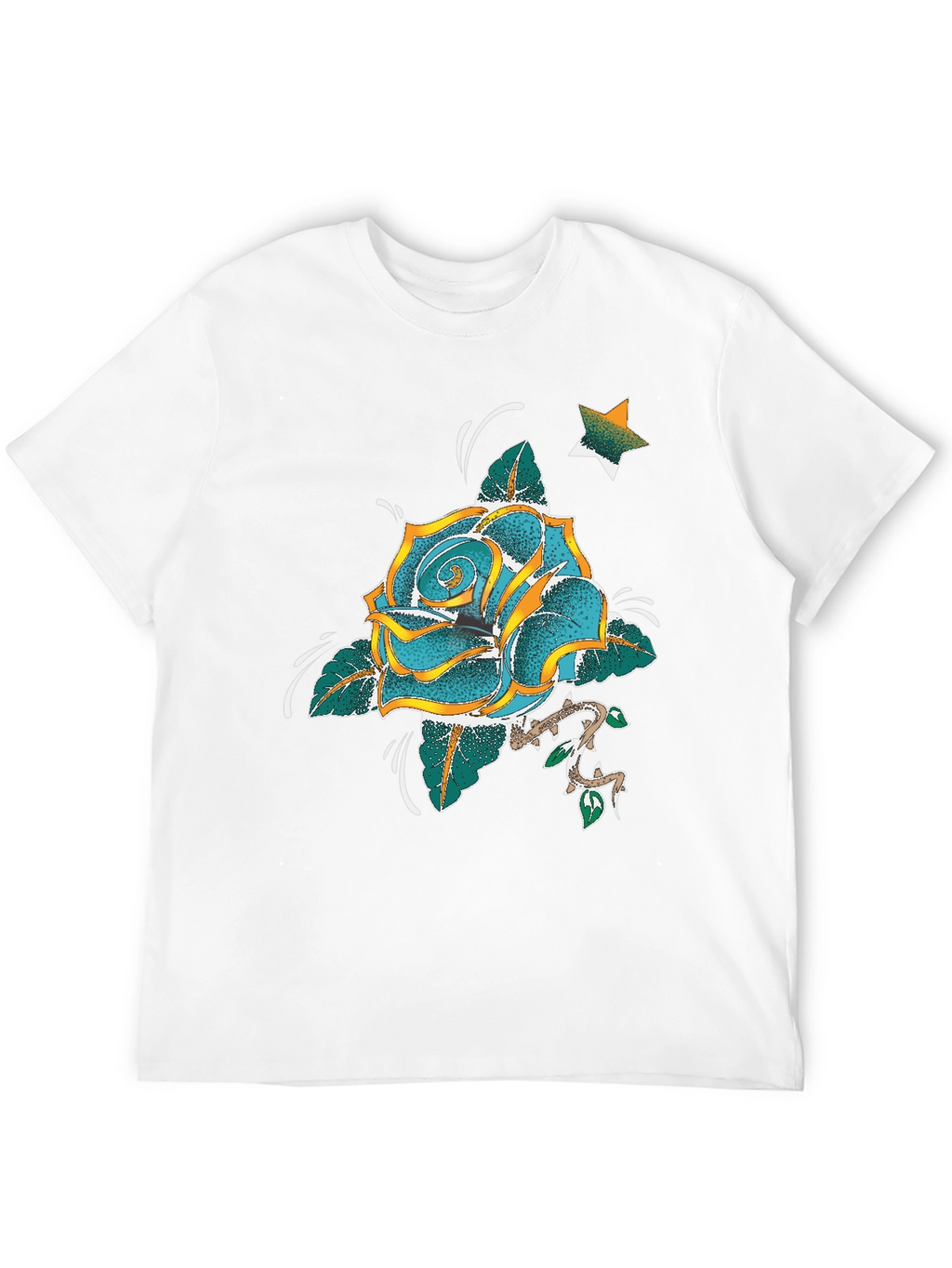 Rose & Star Graphic T-Shirt - Black