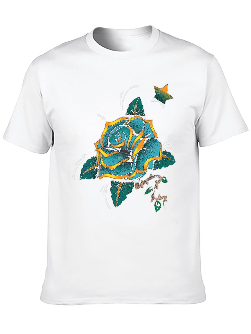 Rose & Star Graphic T-Shirt - Black