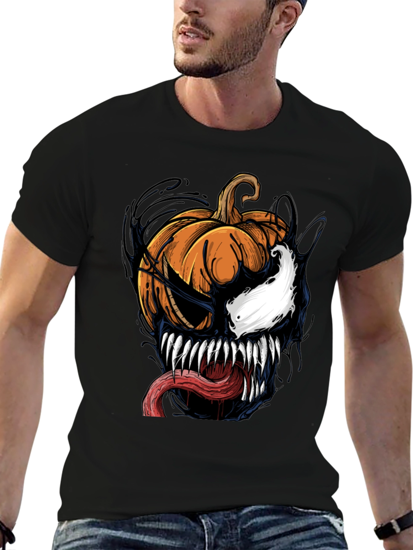 Venom Pumpkin Halloween Graphic T-Shirt