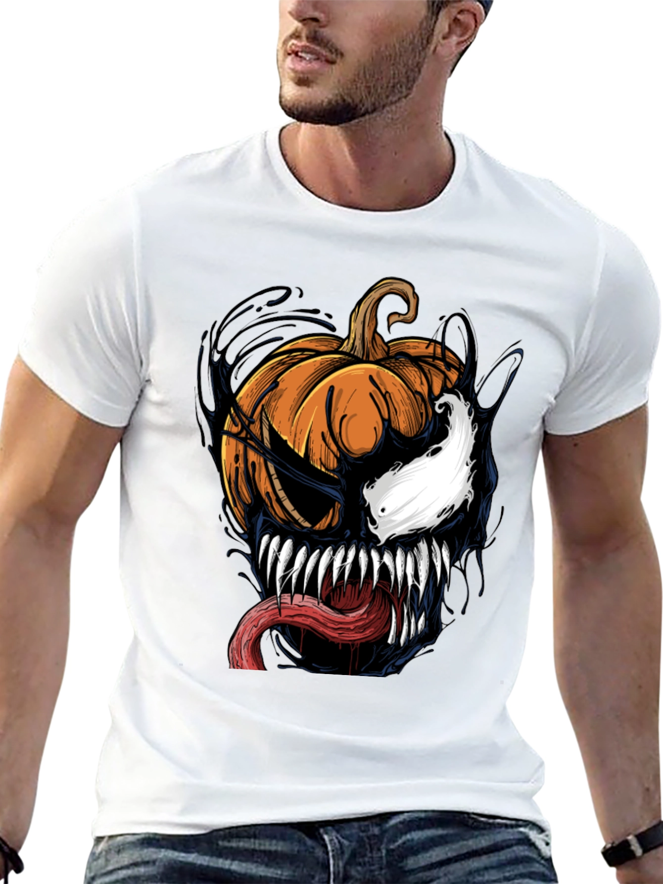 Venom Pumpkin Halloween Graphic T-Shirt