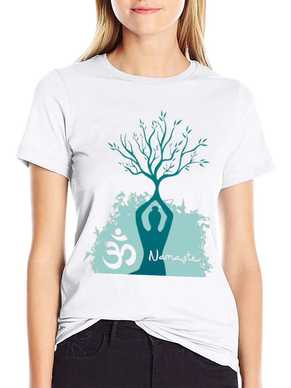 Namaste Yoga Tree T-Shirt - Meditative Design