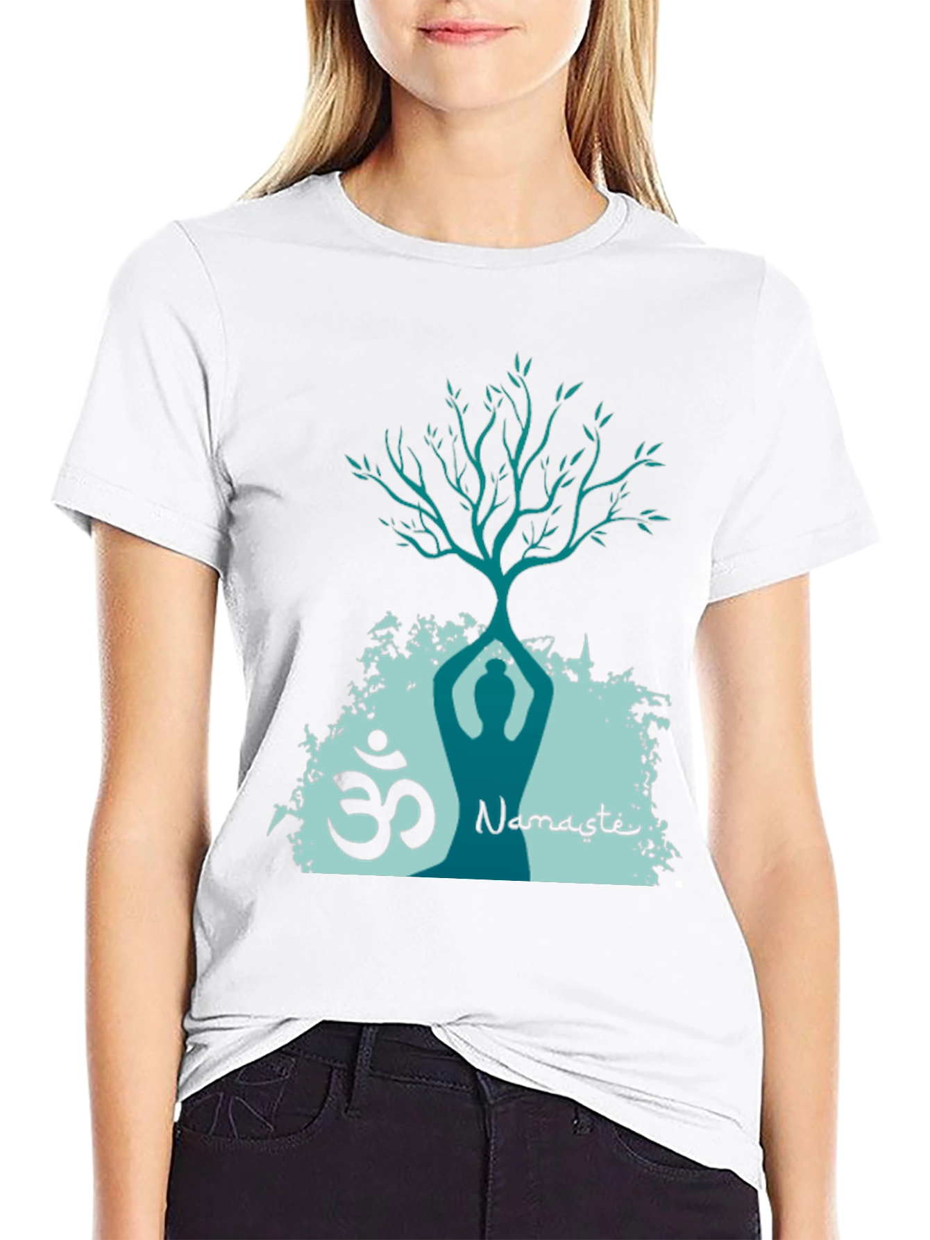 Namaste Yoga Tree T-Shirt - Meditative Design