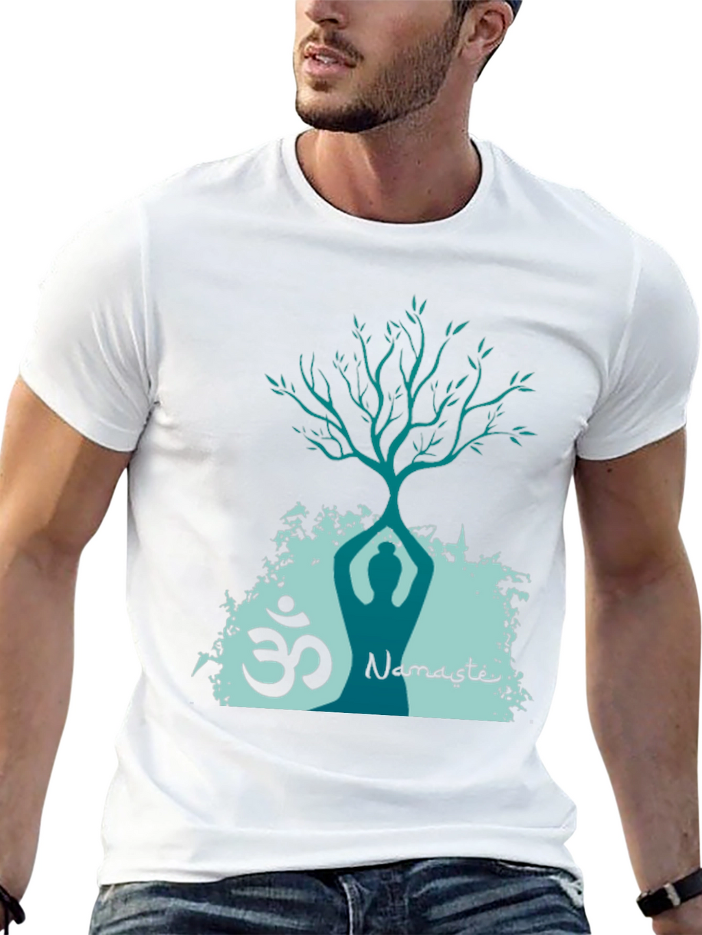 Namaste Yoga Tree T-Shirt - Meditative Design