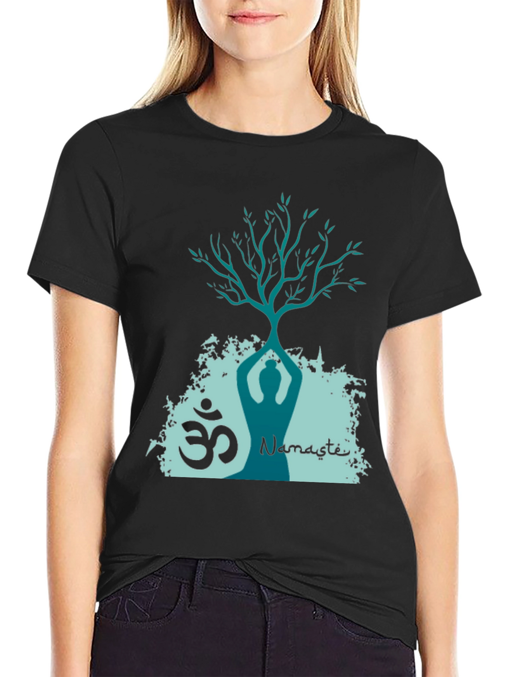 Namaste Yoga Tree T-Shirt - Meditative Design