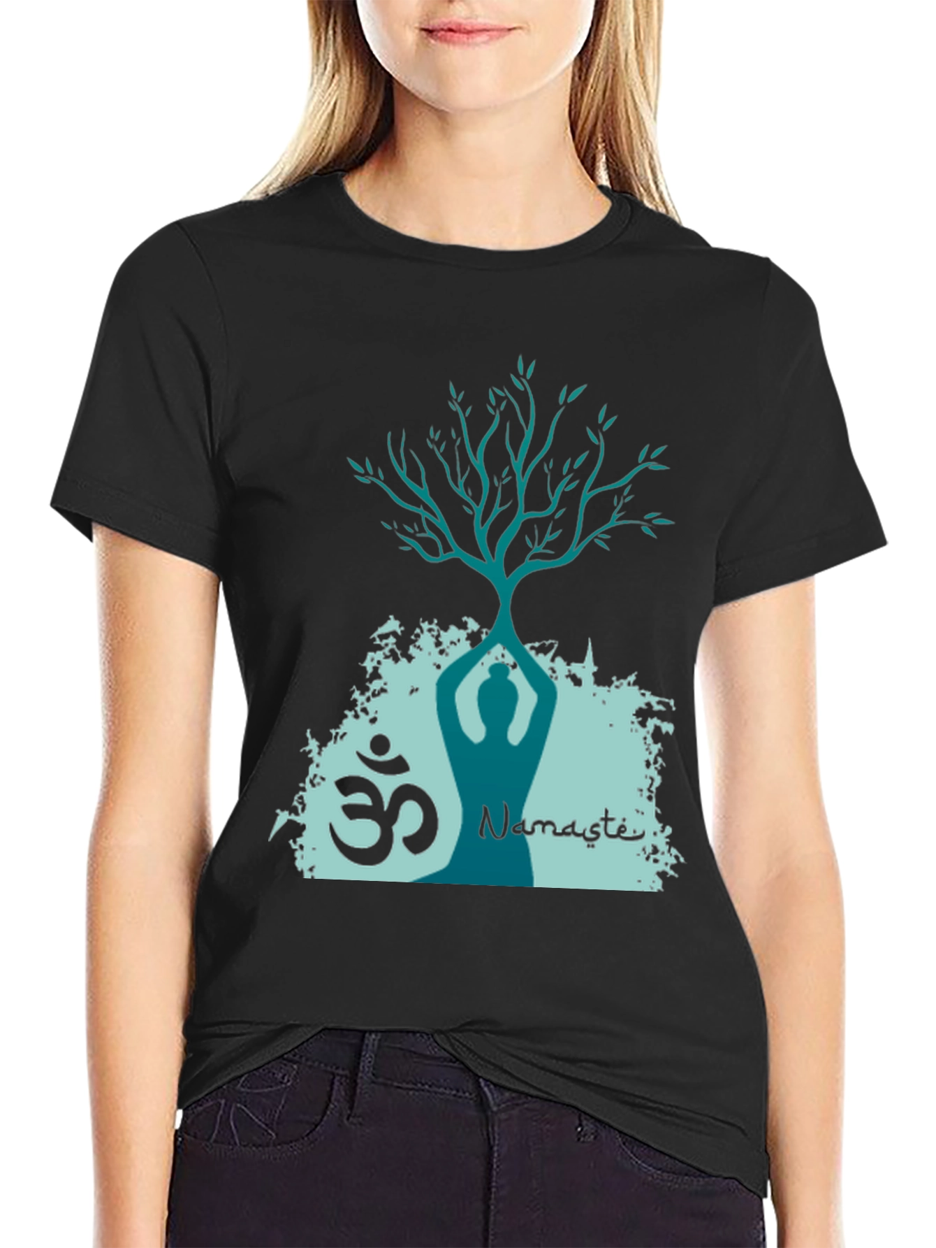 Namaste Yoga Tree T-Shirt - Meditative Design