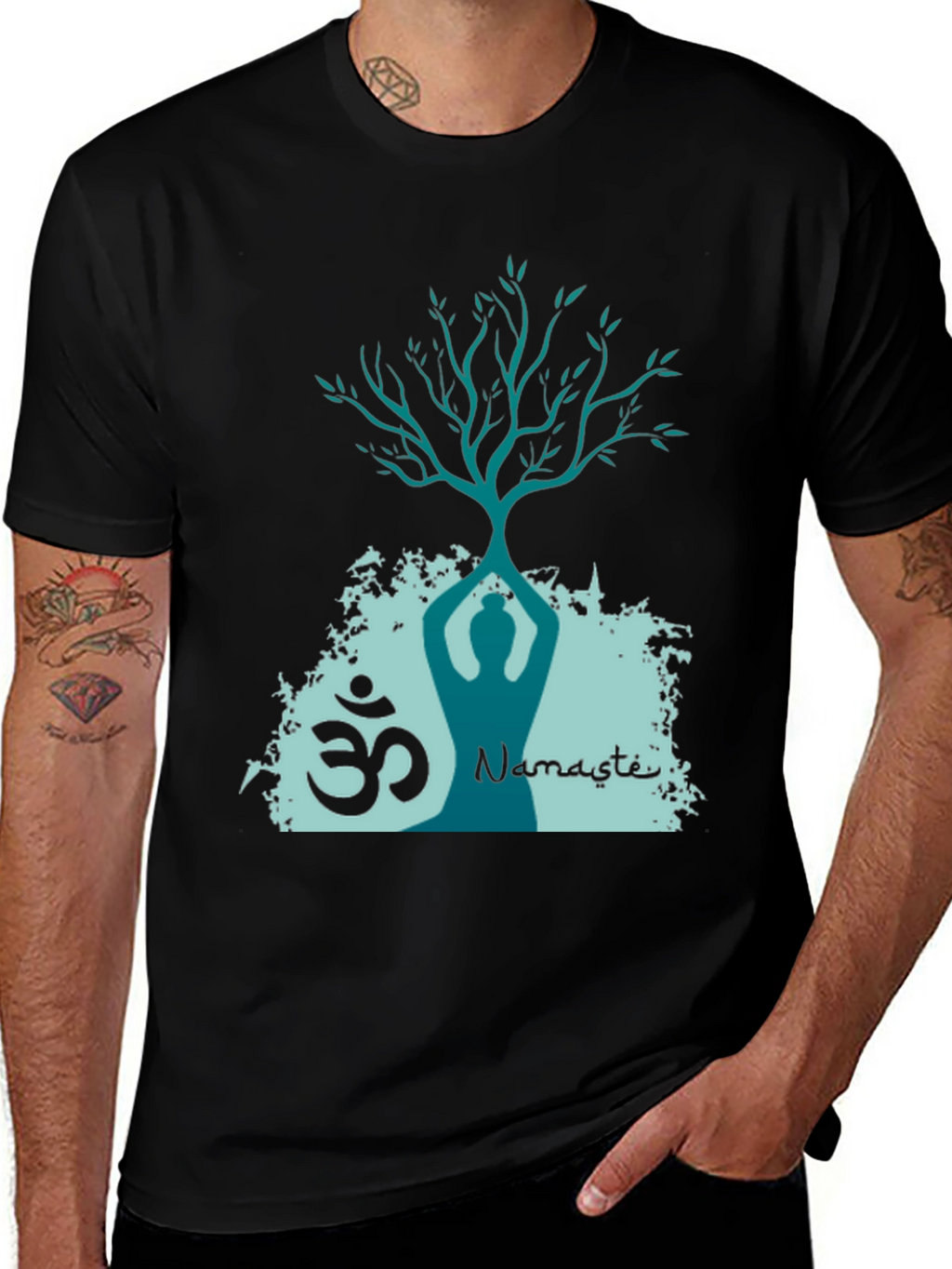 Namaste Yoga Tree T-Shirt - Meditative Design