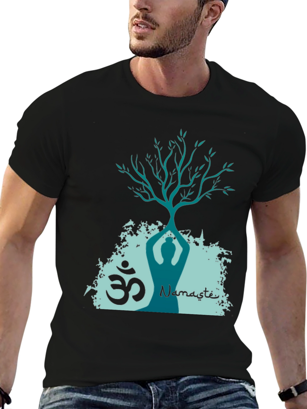 Namaste Yoga Tree T-Shirt - Meditative Design