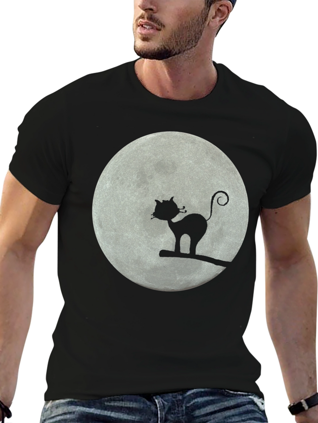 Moon Cat T-Shirt - Whimsical Graphic Tee
