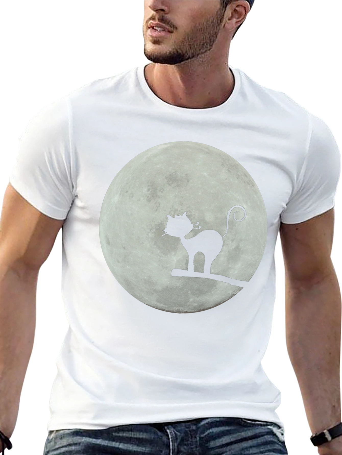 Moon Cat T-Shirt - Whimsical Graphic Tee