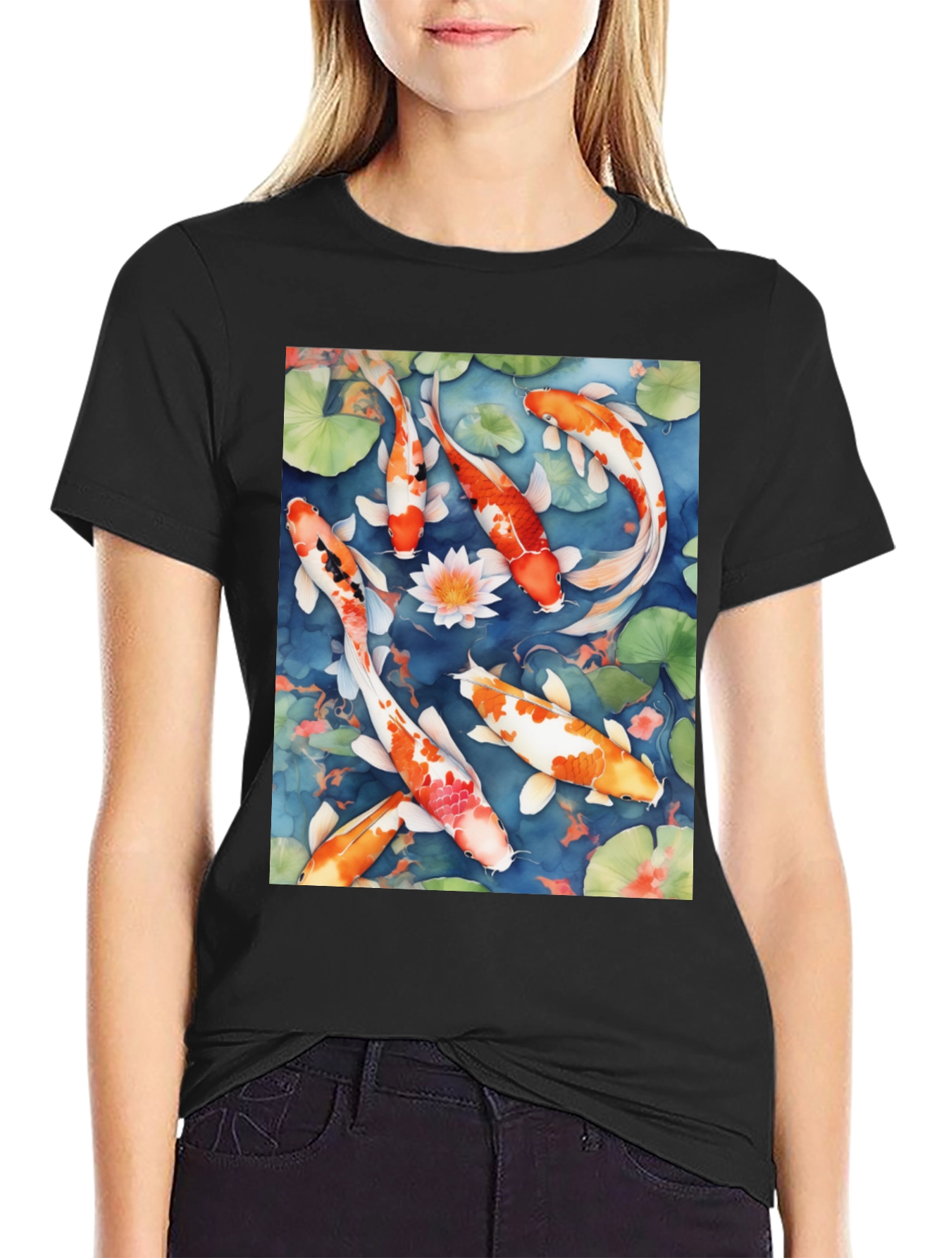 Koi Pond Graphic Tee - Artistic Watercolor Design