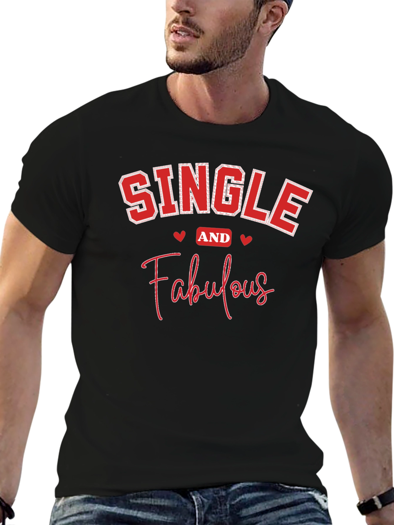 Single and Fabulous Black Graphic T-Shirt