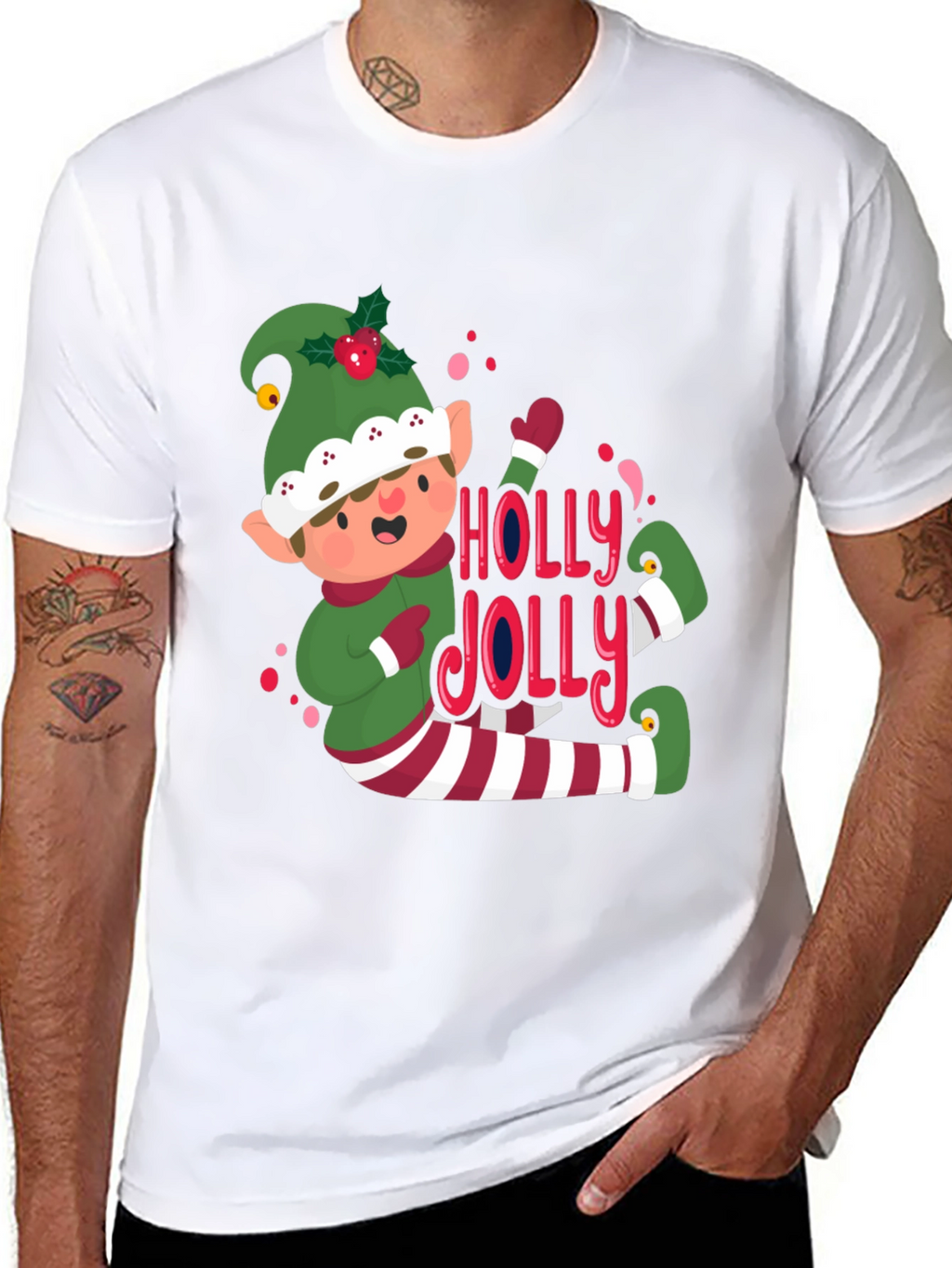 Festive Elf Holly Jolly Graphic Tee