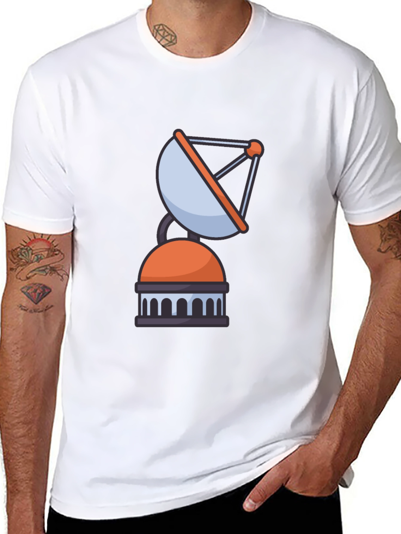 Satellite Graphic Tee - Black Casual Cotton T-Shirt