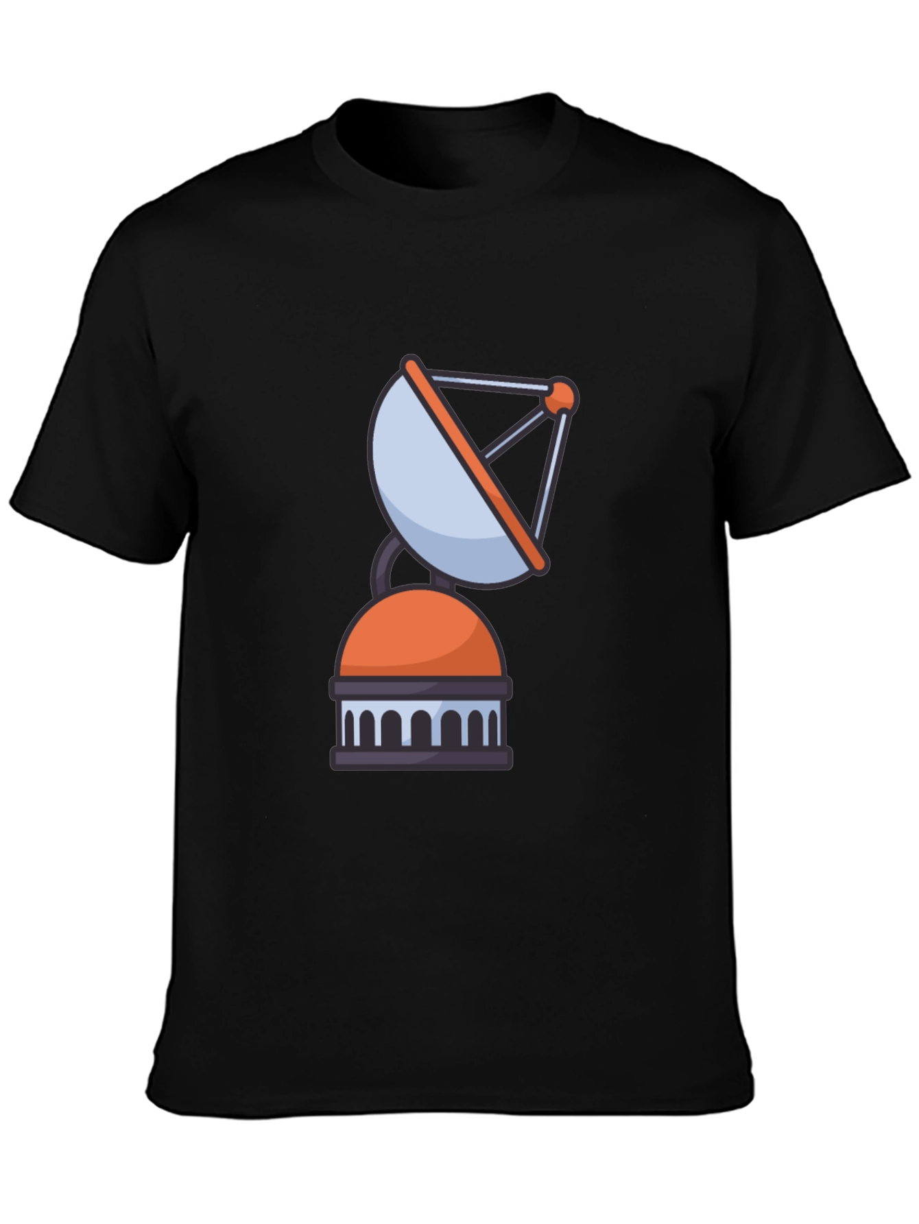 Satellite Graphic Tee - Black Casual Cotton T-Shirt