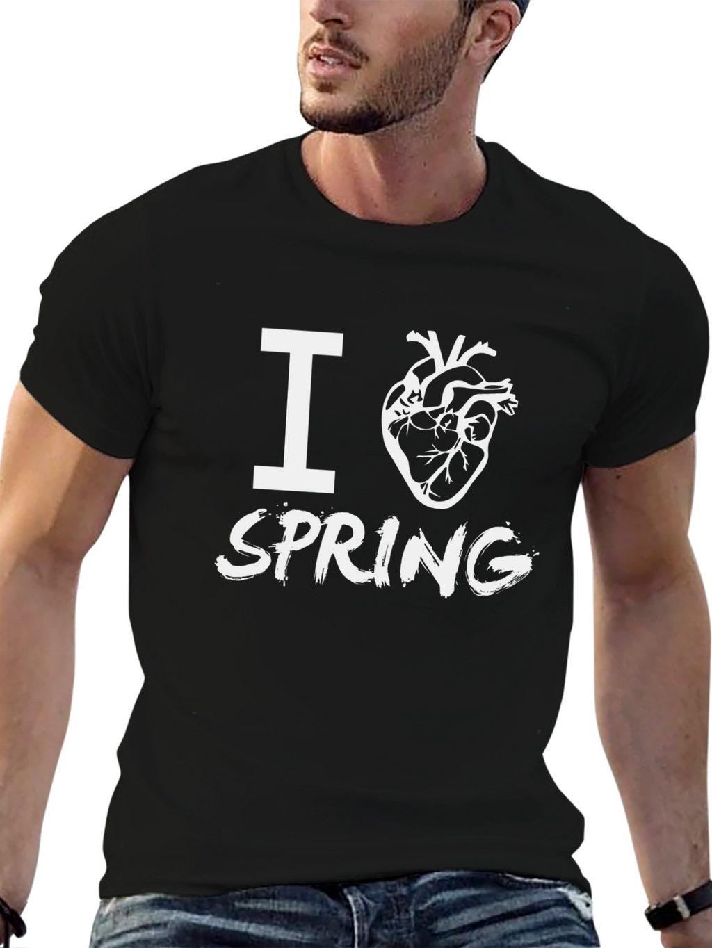 I Heart Spring Black Crewneck T-Shirt