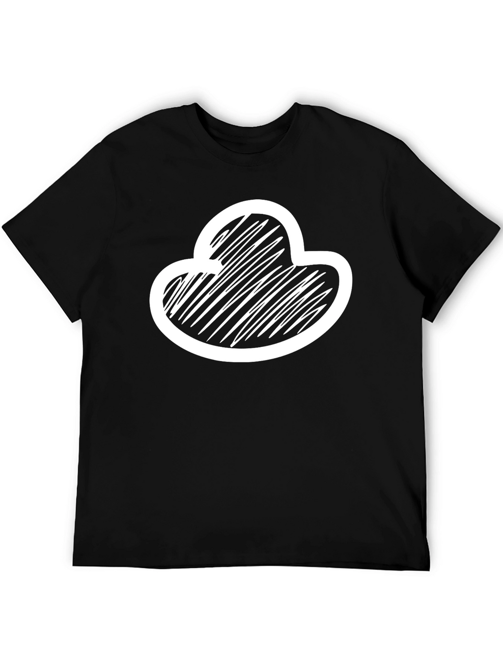 Abstract Cloud Scribble Graphic Tee - Black Cotton Blend