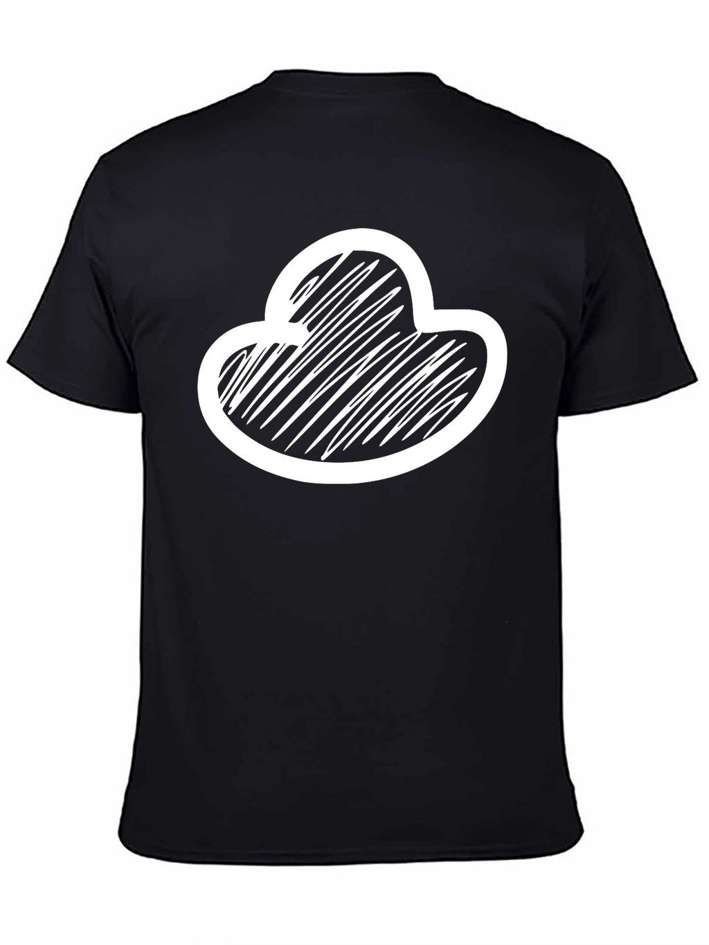 Abstract Cloud Scribble Graphic Tee - Black Cotton Blend