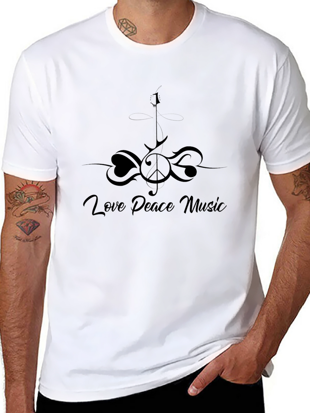 Love Peace Music Black T-Shirt