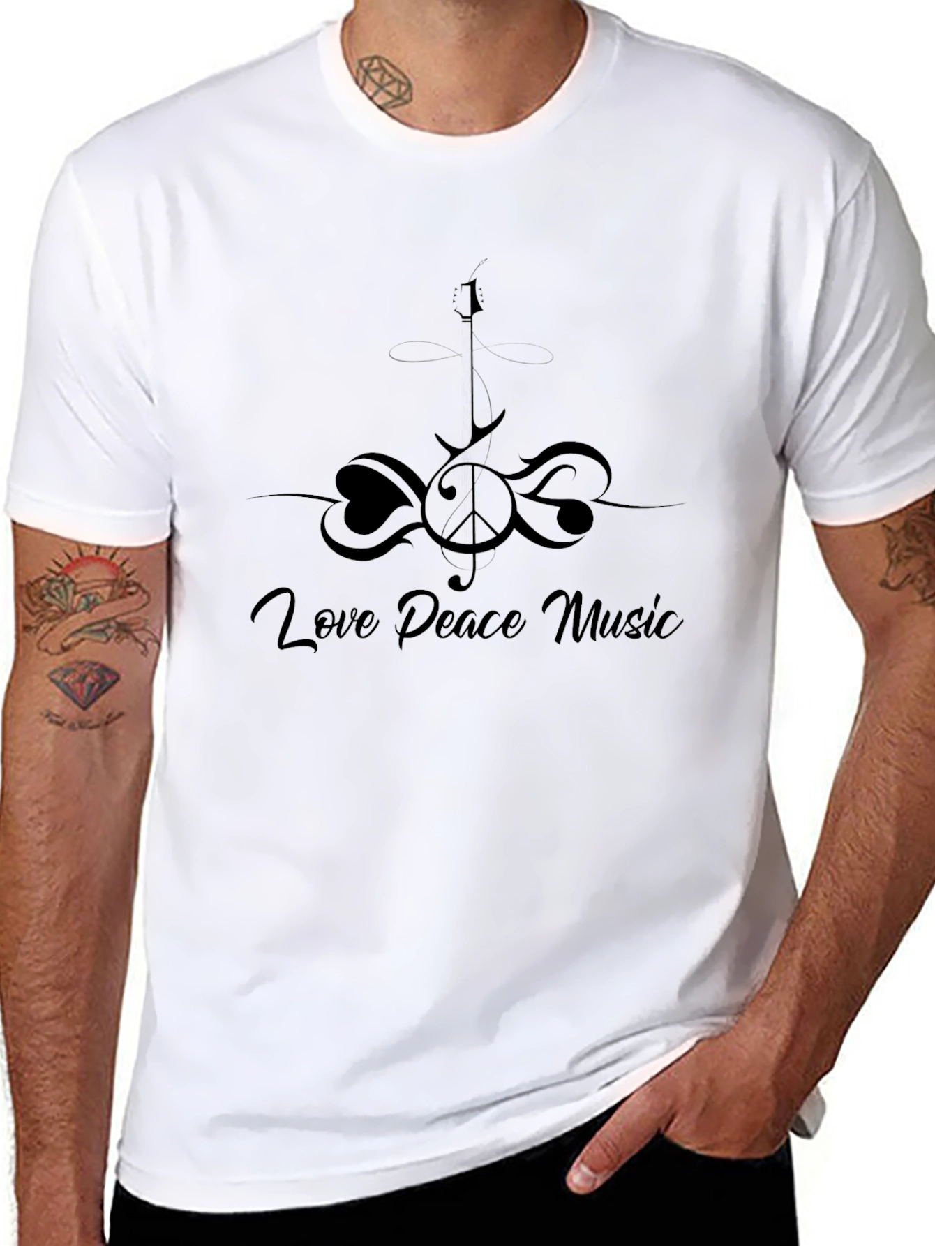 Love Peace Music Black T-Shirt