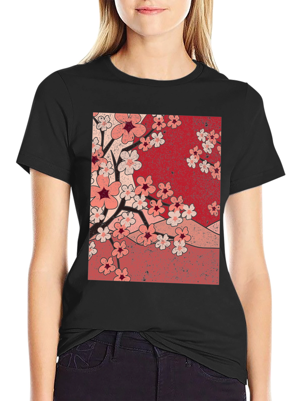 Cherry Blossom Graphic Tee - Black