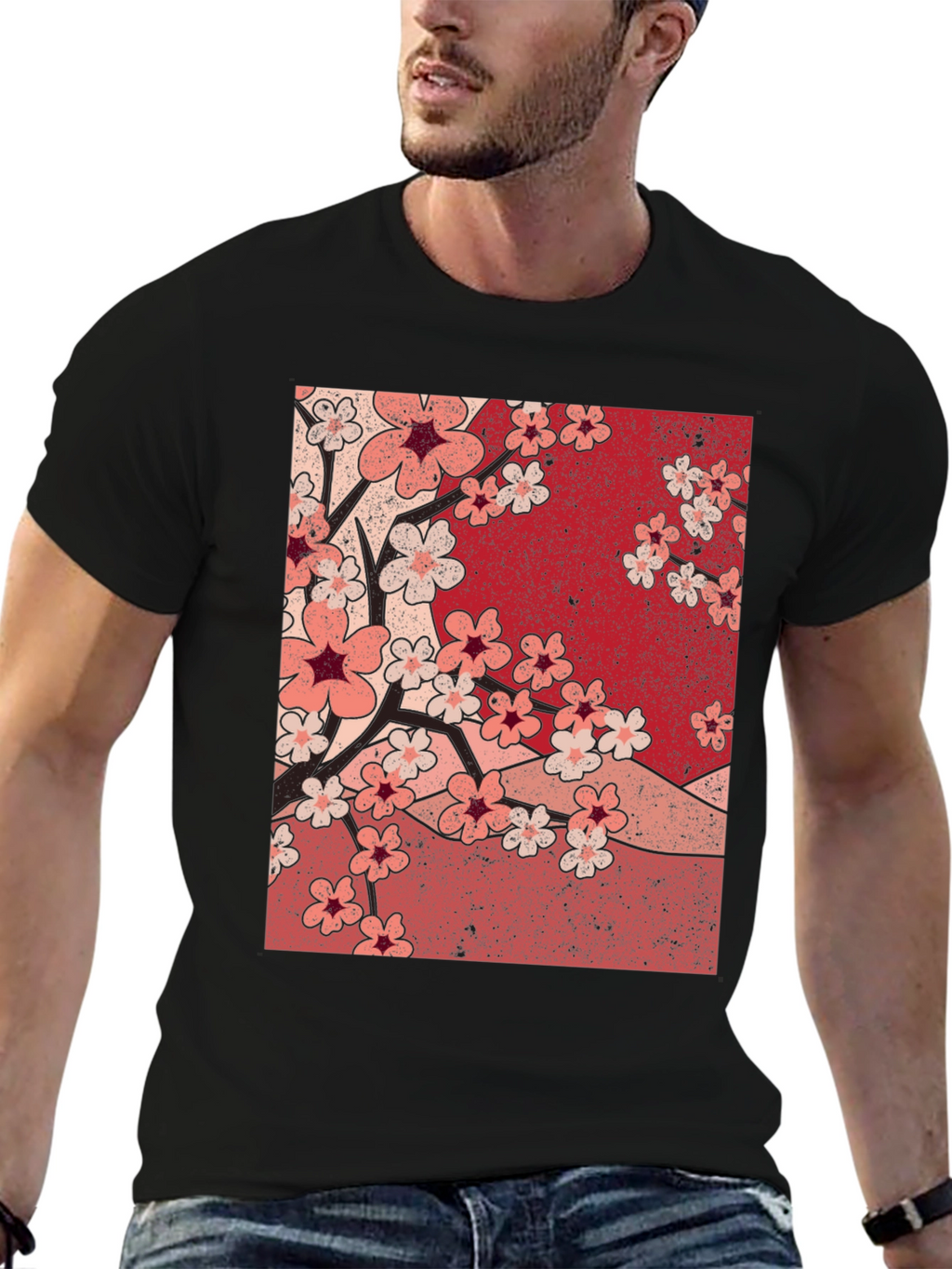 Cherry Blossom Graphic Tee - Black